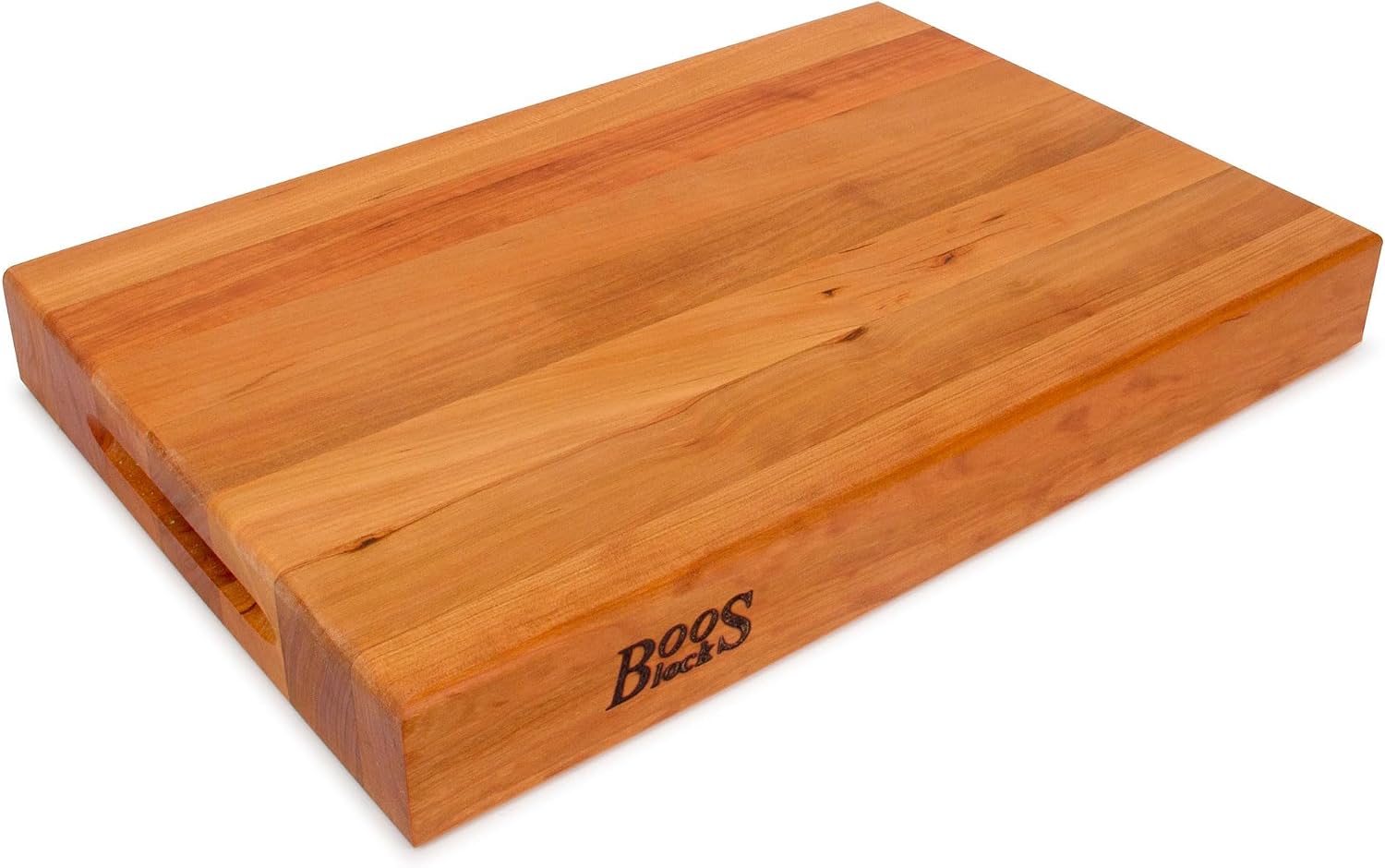 John Boos Handle Boards Series Rectangular Wooden Maple Cutting Board 24”x18” – 2.25” Thick, 30-lb Reversible Butcher Block with Juice Groove, Edge-Grain & Metal Handles