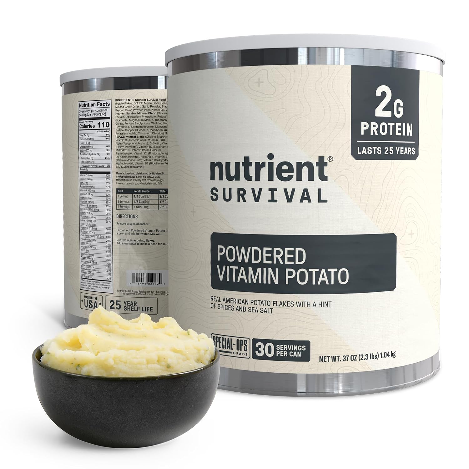 Nutrient Survival Vitamin Powdered Milk, Freeze Dried Prepper Supplies & Emergency Food Supply, 21 Essential Nutrients, Soy & Gluten Free