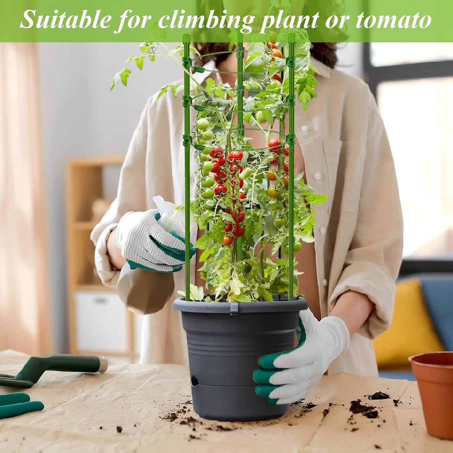 Legigo 3 Packs Plant Support Cages Tomato Cage for Garden- 18 Inch Adjustable Garden Cucumber Trellis Plant Stakes