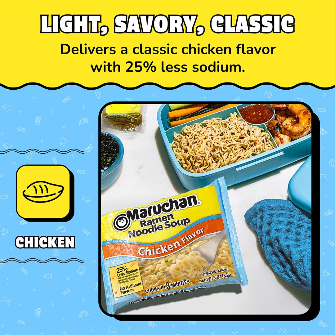 Maruchan Ramen Noodle Soup, Pork Flavor – Japanese-Style Instant Noodles, Quick & Easy Meal for Kids, Students & Busy Families – 3 Oz. (24 Pack)