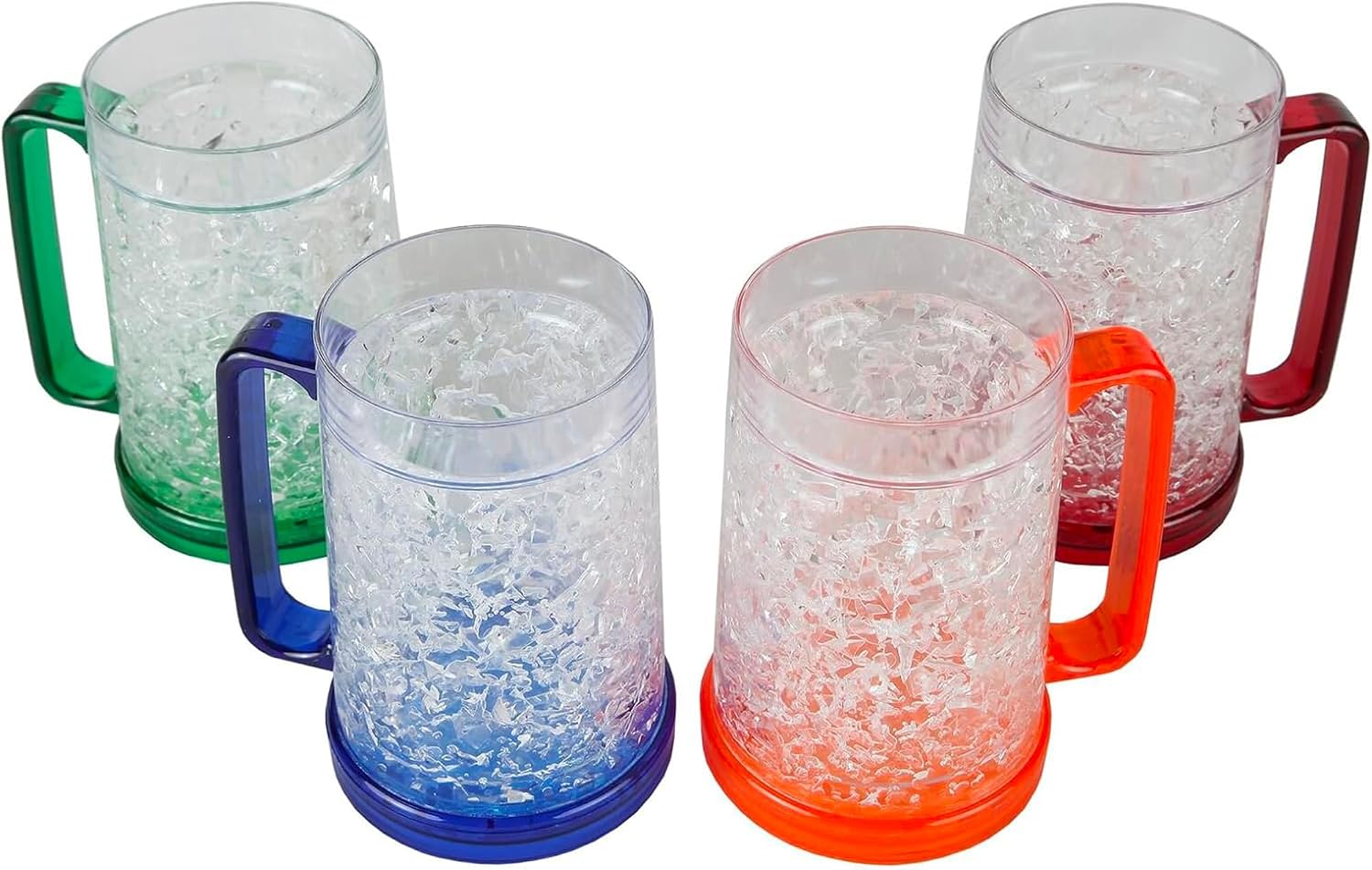 Lily's Home Freezer Beer Mugs - Set of 4 Freezable Gel-Filled 16 oz BPA-Free Acrylic Frozen Mugs for Outdoor Entertaining and Gifting