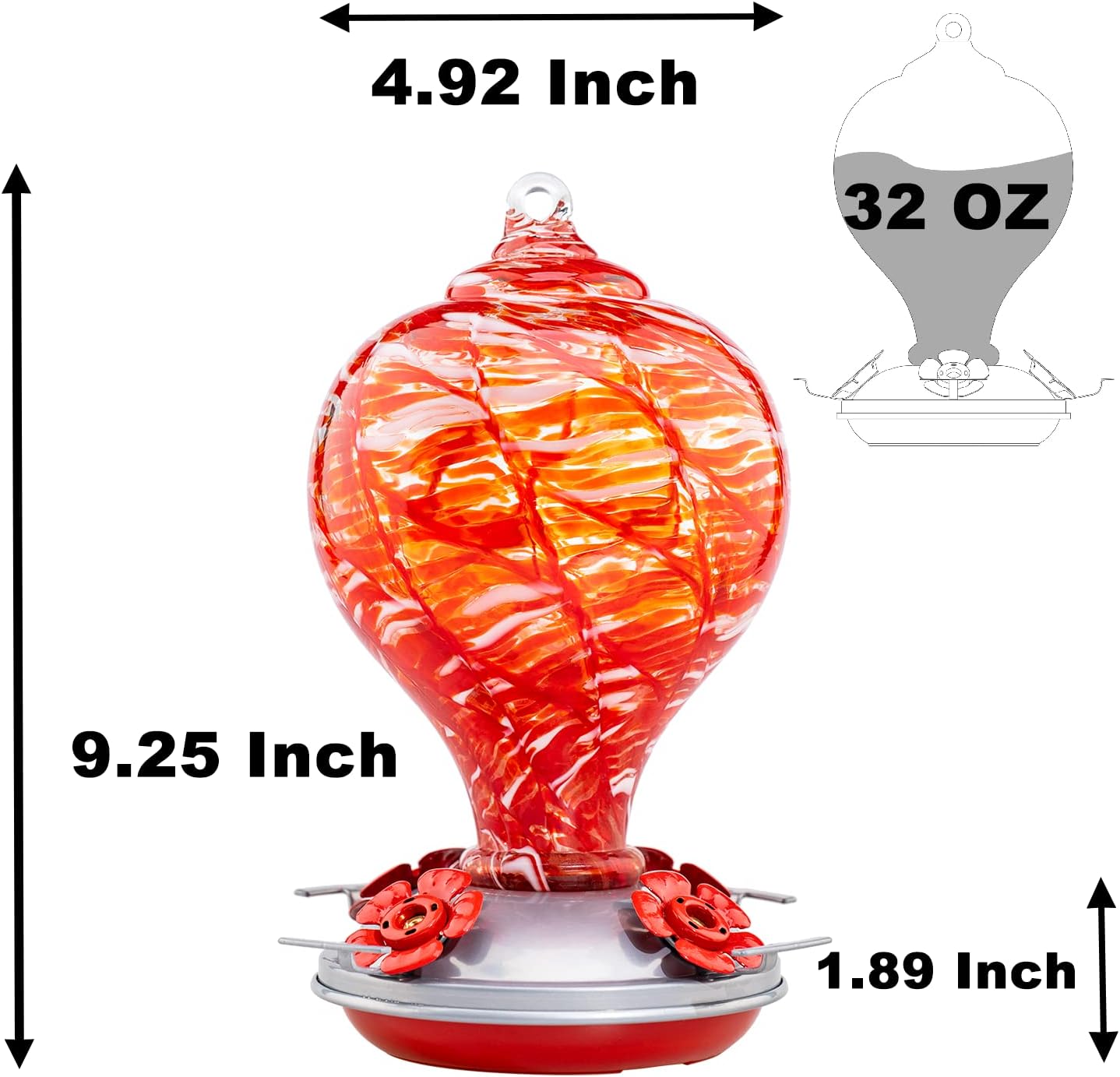 Muse Garden 32OZ Humming Bird Feeder Ant Moat,Gifts for Bird Lover,Gardening Backyard Decor Hummingbird Nectar Capacity,Nebula