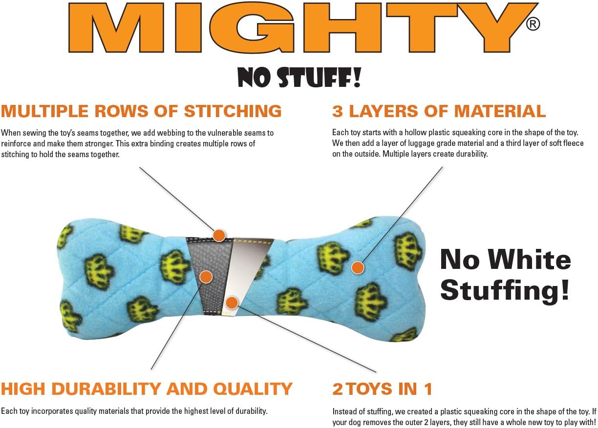 MIGHTY Tuffy 2 Pack Medium Ball Dog Toy: Ultra Durable Plush Toy with Multiple Layers & Reinforced Seams, Washable and Floats, Vinyl Ball & Fleece