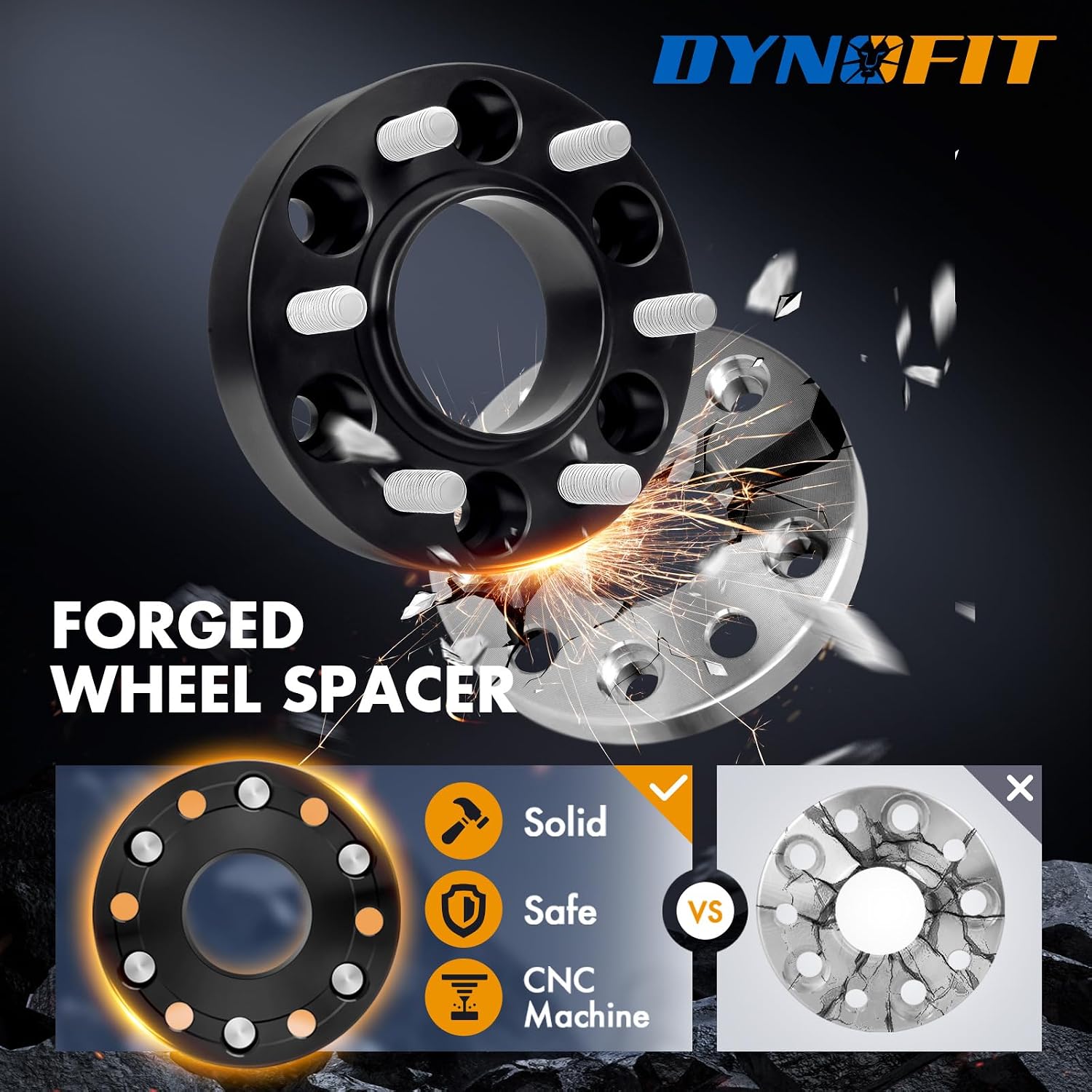 Dynofit 1.5in 6x135 Hub-Centric Wheel Spacers for F150, 87.1mm Hub Bore, M14x1.5 Thread, Forged 6-Lug Wheel Adapters for 2015-2026 Ford F-150