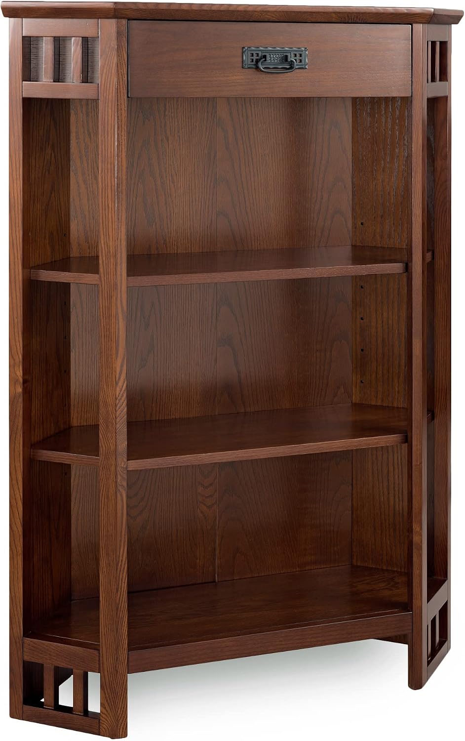 Leick Home Mission Corner Bookcase, 36", Mission Oak | Adjustable Shelves, Freestanding, Traditional, Wood, Furniture, 82263