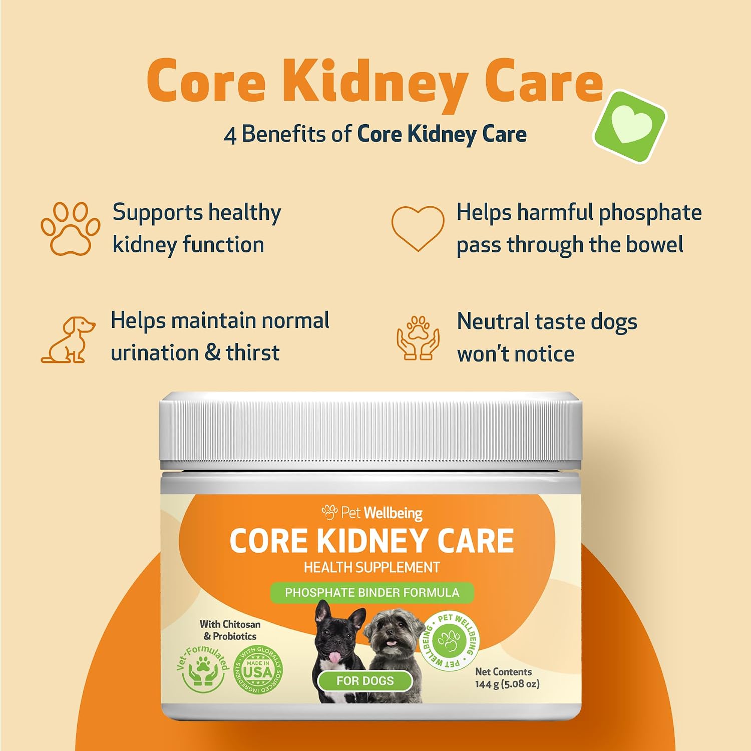 Pet Wellbeing Kidney Support Gold for Dogs - Kidney Care & Hydration, 2 oz