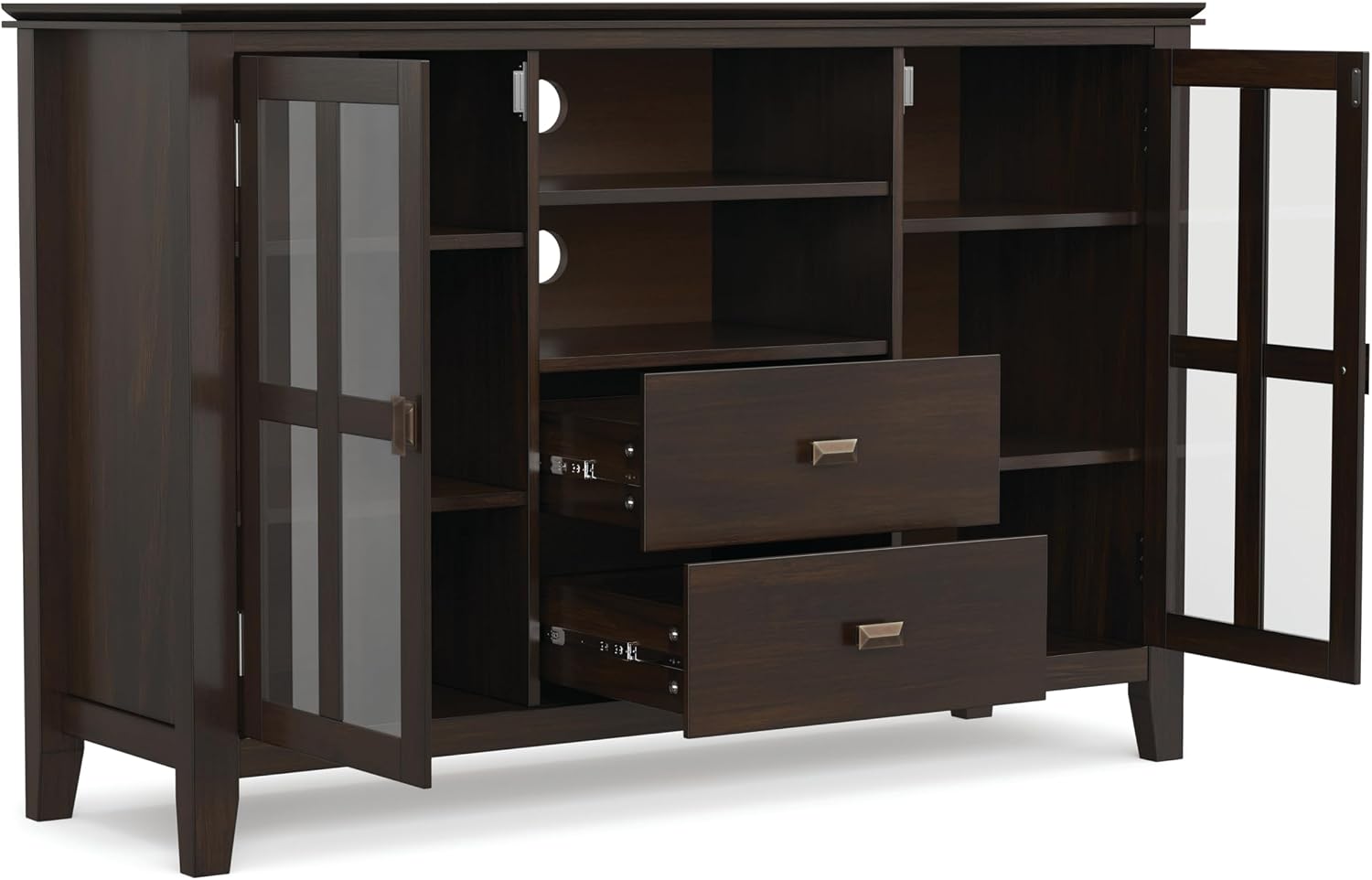 SIMPLIHOME Artisan 53" Wide Solid Wood TV Stand in Russet Brown