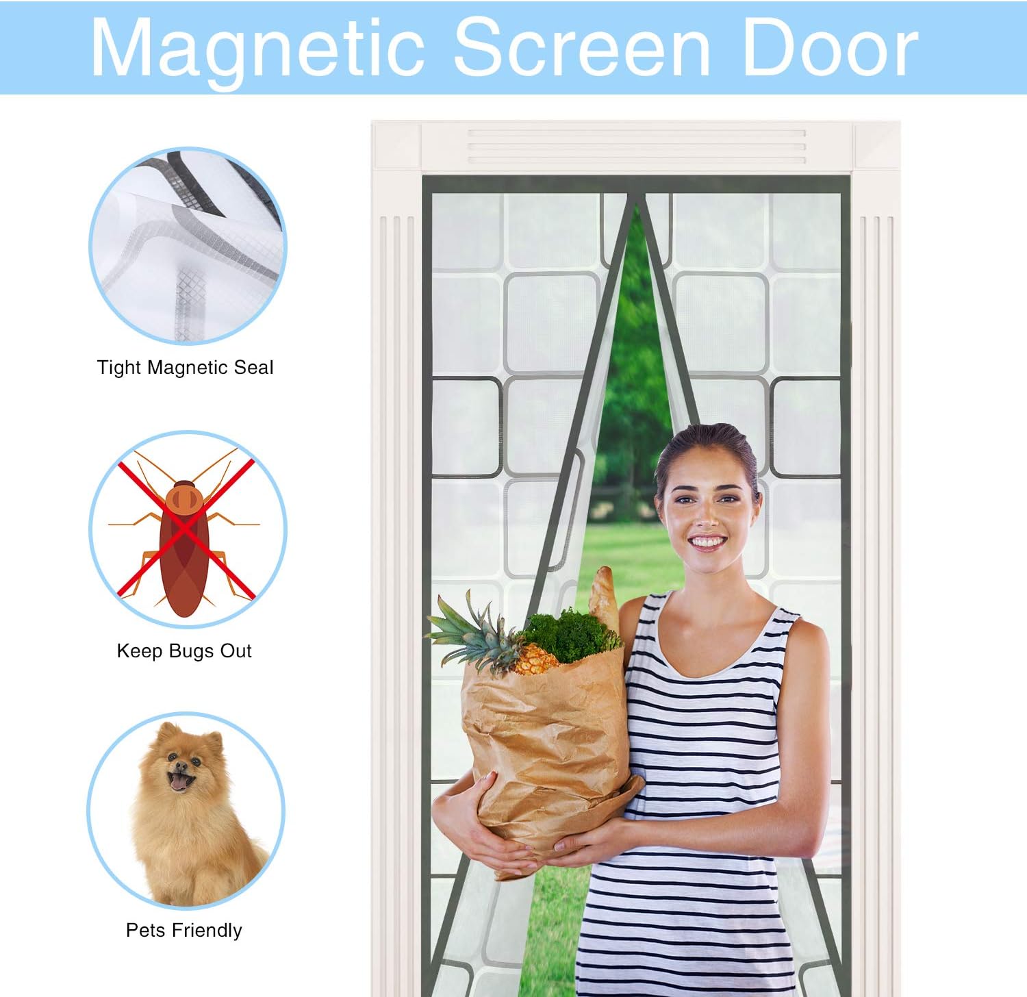 Insulated Door Curtain, Thermal Magnetic Self-Sealing EVA Door Screen Winter Stop Draft Keep Cold Out Door Cover for Kitchen, Bedroom