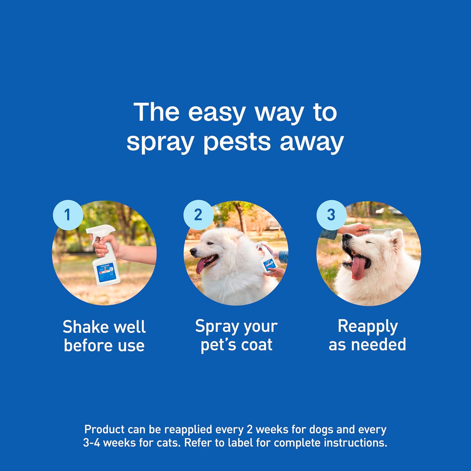 ADAMS Plus Flea and Tick Spray for Dogs & Cats, Kills Fleas and Ticks, Repels Mosquitoes, Prevents Infestations up to 2 Months, Treatment for Dogs, Cats, Puppies & Kittens, 16 Fl Oz