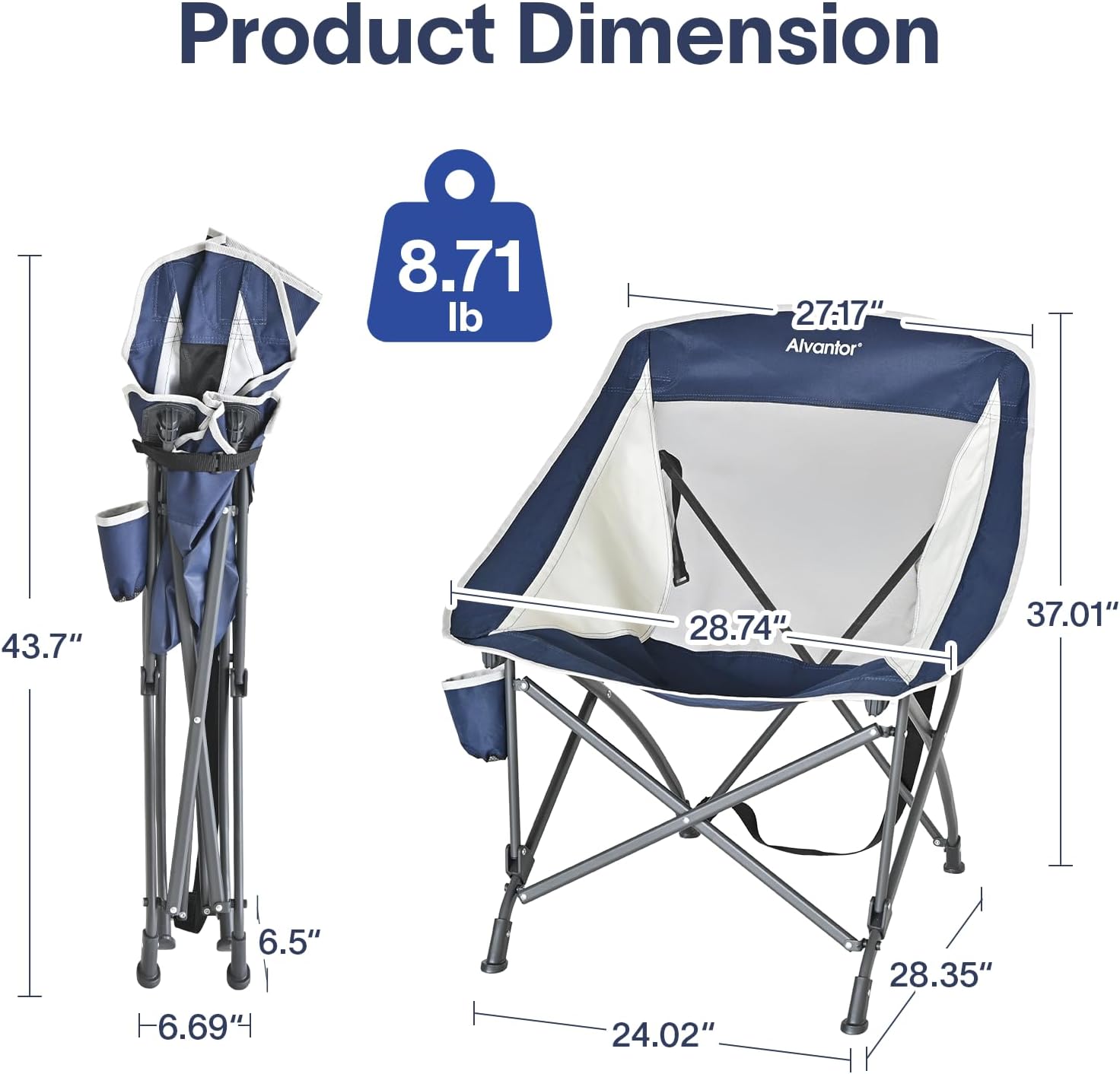 Alvantor® Camping Chair, Full Mesh Folding Beach Chair Breathable High Back Portable Lawn Chair for Outdoor, Armrest, Cup Holder, Easy Use Seat for Travel, Fishing, Pinic, Sports Event, 24"x31"x38"