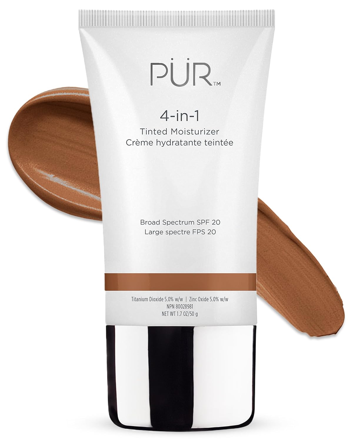 PÜR MINERALS 4-in-1 Tinted Moisturizer With SPF 20 - Hydrating Face Moisturizer, Primer, & Foundation With Shea Butter