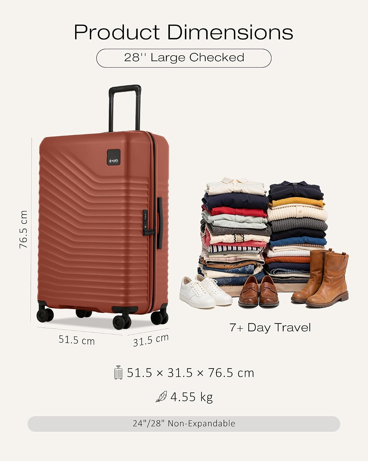 Coolife Luggage Carry-On, Lightweight PC Hardside Suitcase, 20-Inch, Black | Expandable Carry-On, Dual Spinner Wheels, TSA-Approved Lock, Upgraded PC Hardshell, Durable Travel Suitcase
