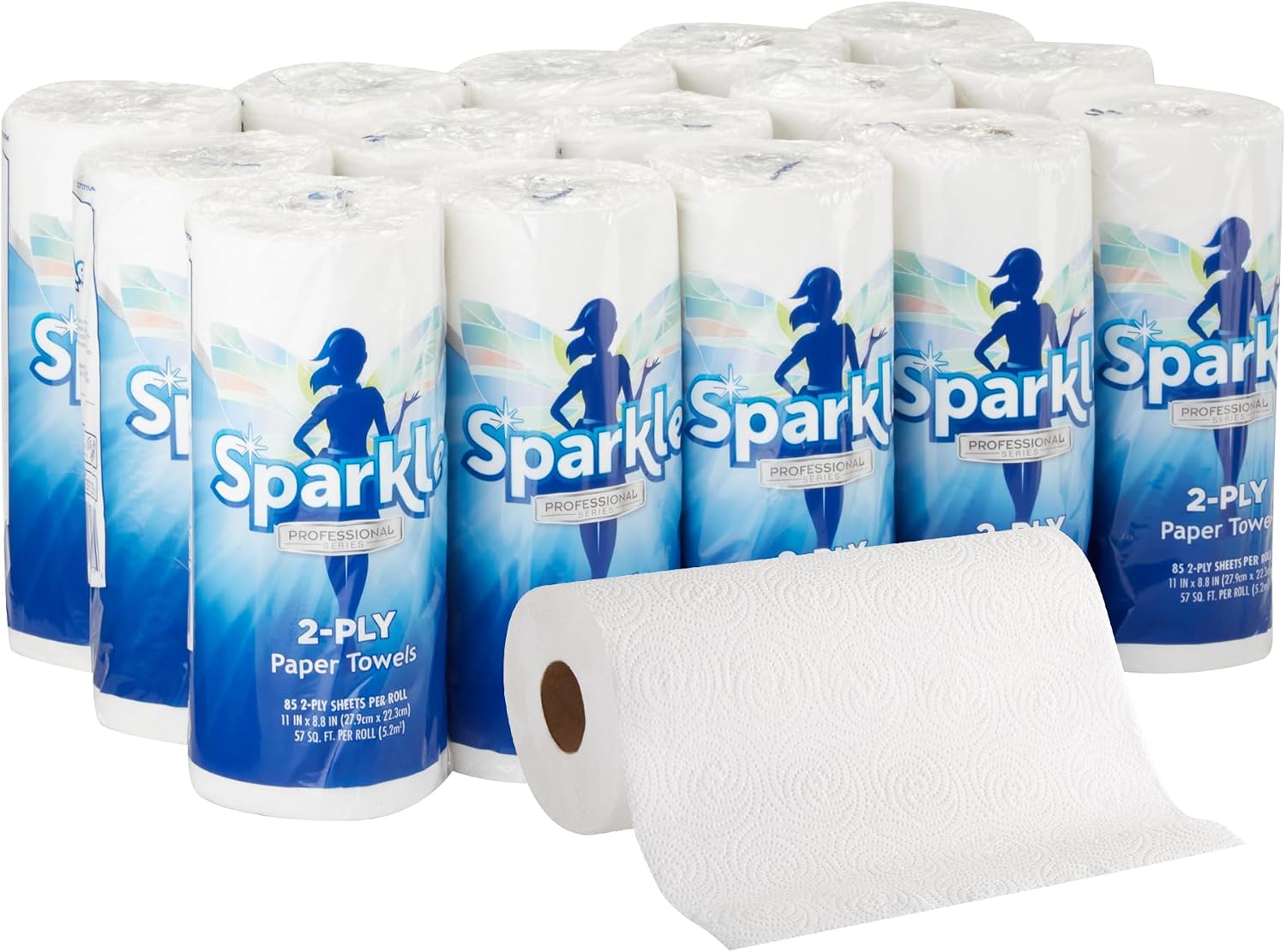 Sparkle Professional Series by Georgia-Pacific PRO 2-Ply Perforated Kitchen Paper Towel Rolls, Individually Wrapped, White, 11” x 8.8” (LxW), 70 Sheets/Roll, 30 Rolls/Case, 2717201