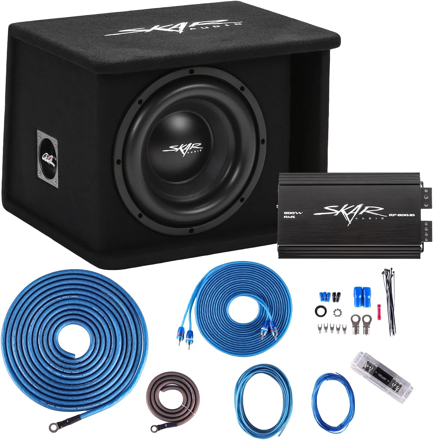 Skar Audio Single 8" Complete 700 Watt SDR Series Subwoofer Bass Package - Includes Loaded Enclosure with Amplifier