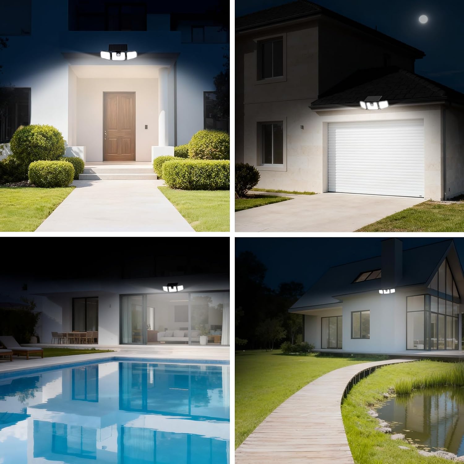 INCX Solar Lights Outdoor, 3000LM Motion Sensor Outdoor Lights, 2PCS, White