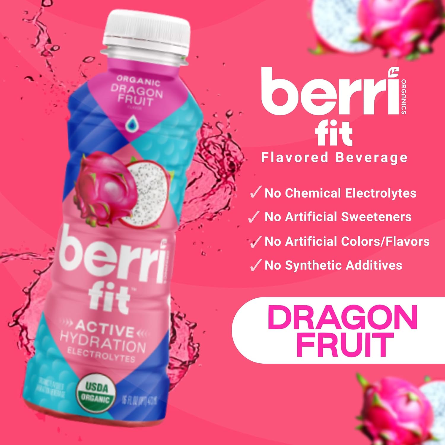 Berri Fit Hydration, 4ct, Organic Dragon Fruit Flavor Natural Sports Drink