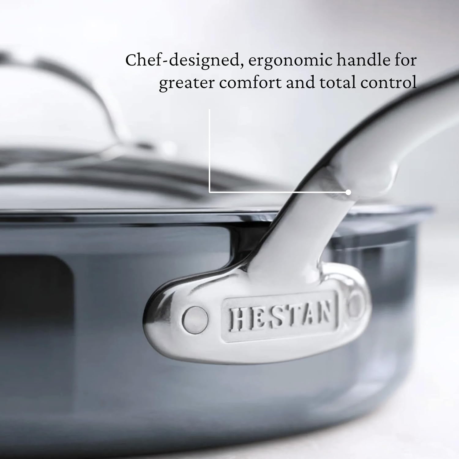 Hestan NanoBond Molecular Titanium Saute Pan with Lid, 3.5-Quart - PFAS-Free Stainless Steel, 4x Stronger, 1050°F Safe, Induction Compatible