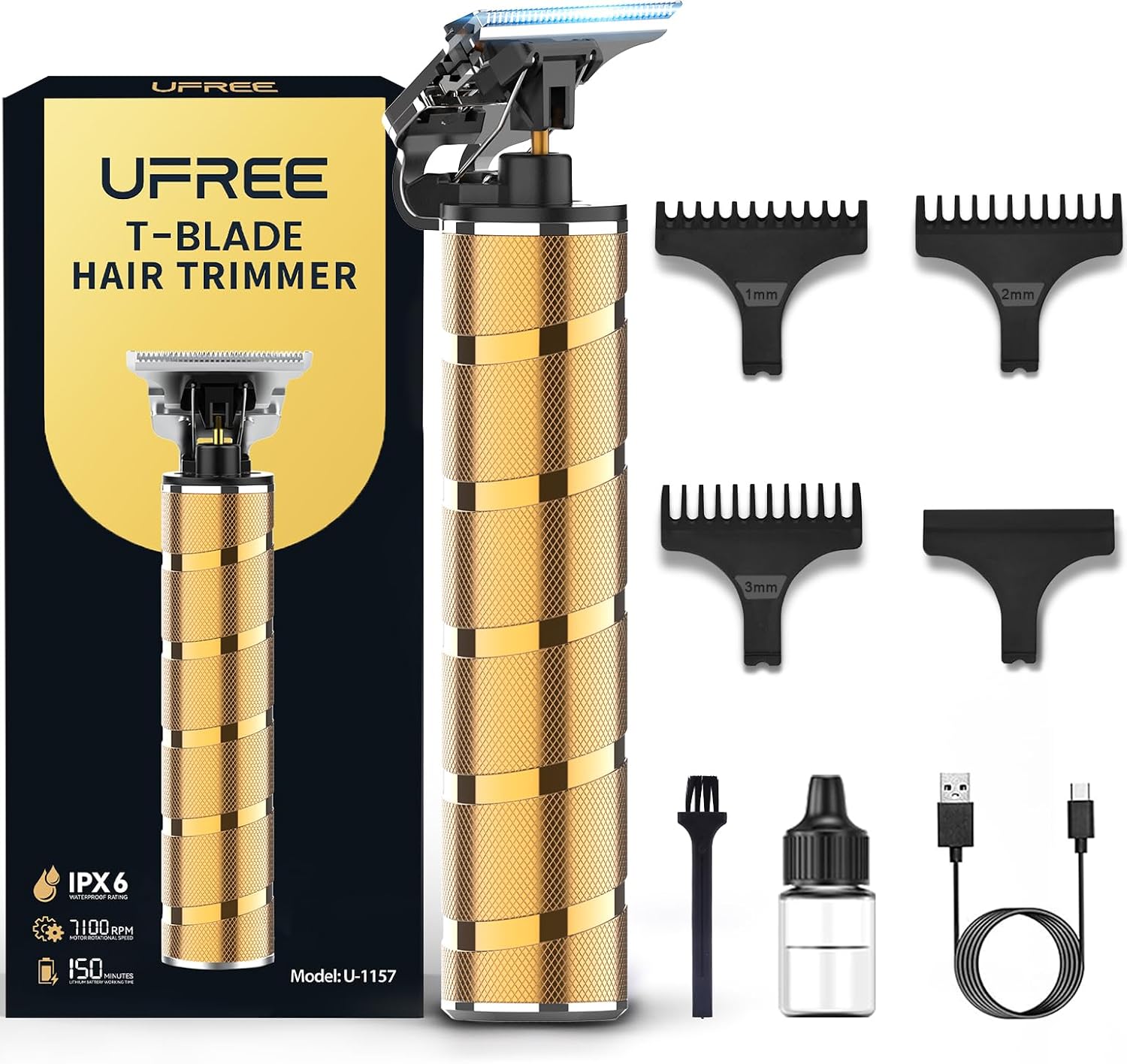 Ufree Beard Trimmer for Men, T-Blade Hair Trimmer, Zero Gap Edger Clippers