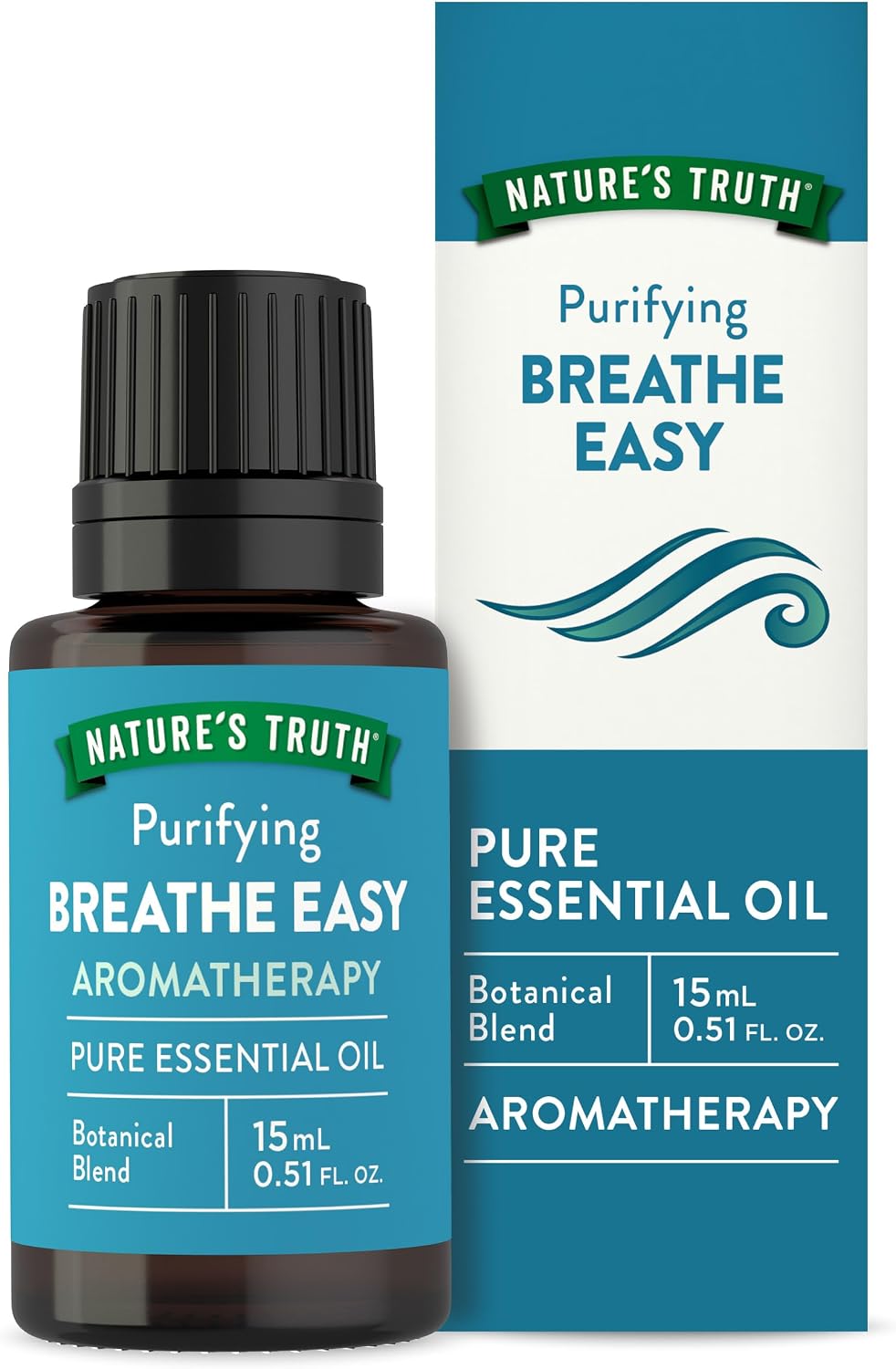 Nature's Truth Breathe Easy Essential Oil Blend | 15 mL | with Eucalyptus, Peppermint, Lemon, and Tea Tree Oils | for Aromatherapy | Pure Plant Based