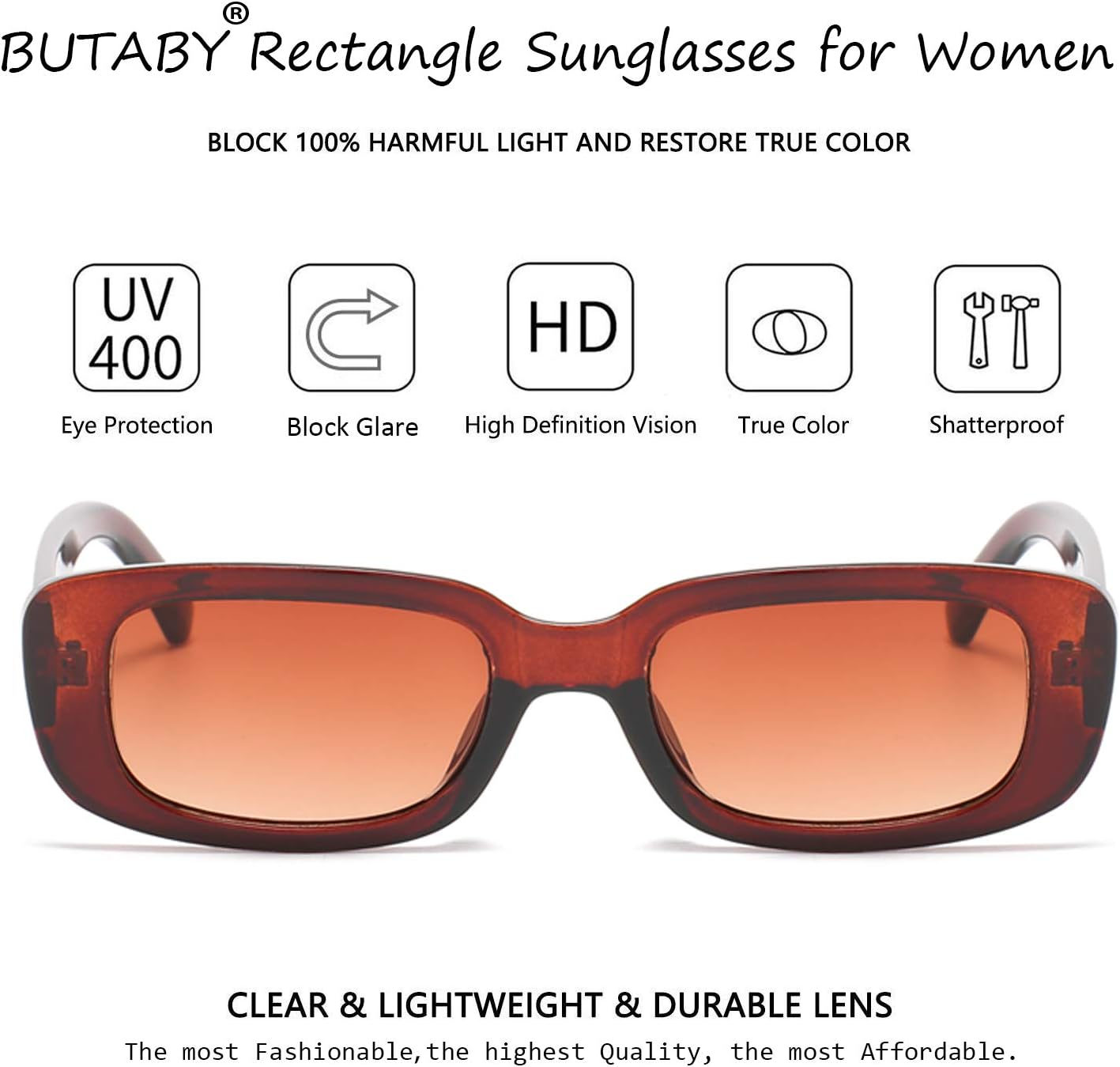 BUTABY Rectangle Sunglasses for Women Retro Driving Glasses 90’s Vintage Fashion Narrow Square Frame UV400 Protection