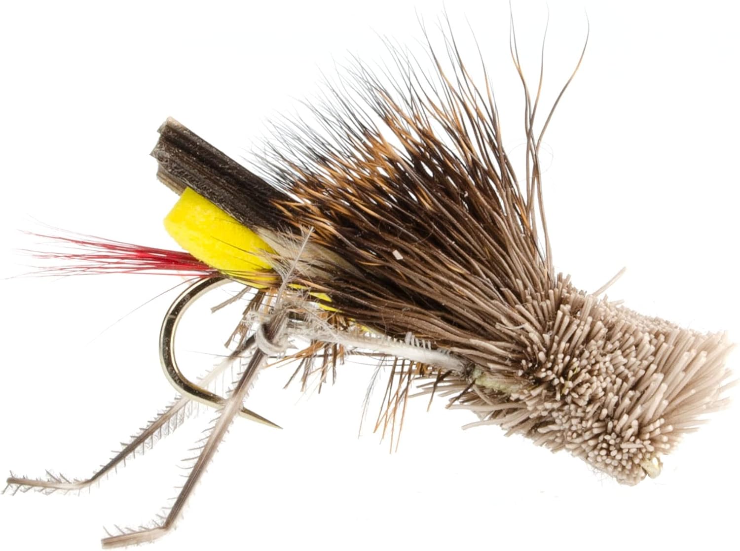 The Fly Fishing Place Dave's Hopper Trout Fly Fishing Flies - Yellow Foam Body Grasshopper Dry Fly - 6 Flies Hook Size 8