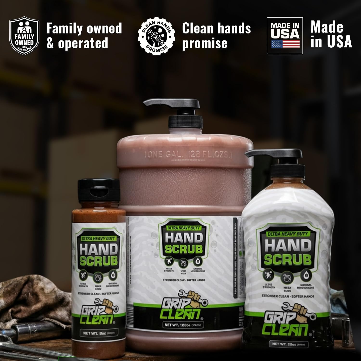 Grip Clean Heavy Duty Hand Cleaner For Mechanics, Natural Pumice, 64 Oz | Clay Infused, Grease, Oil, Grime Remover, Moisturizing Coconut Olive Oils, Lime Scent, For Shop, Garage, Industrial Use