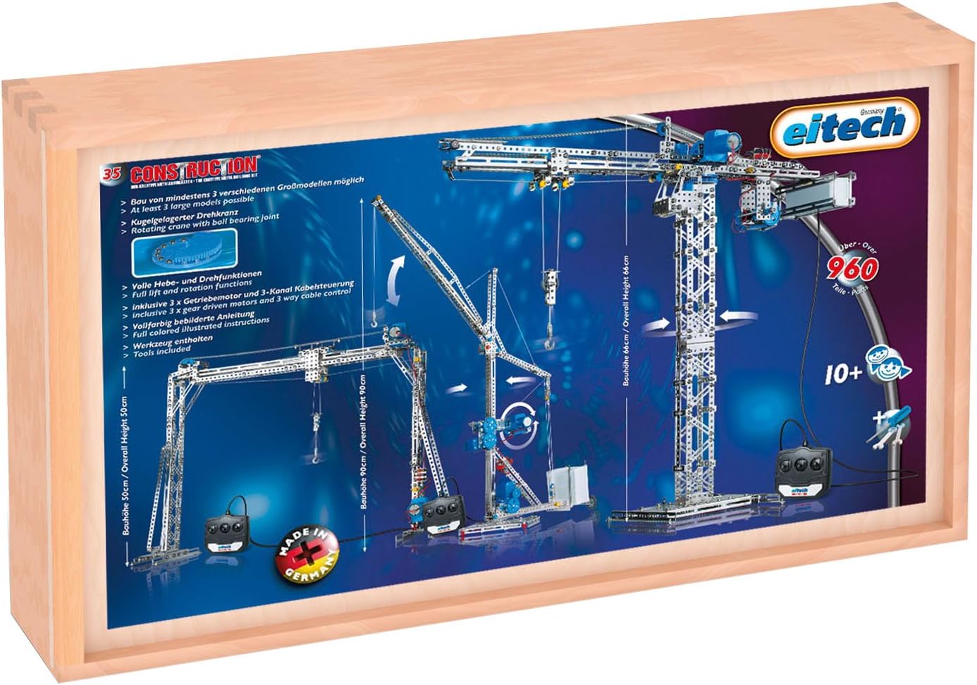 Eitech Exclusive Series Deluxe Motorized Crane Construction Kit, Intro to Engineering and STEM Learning, Steel