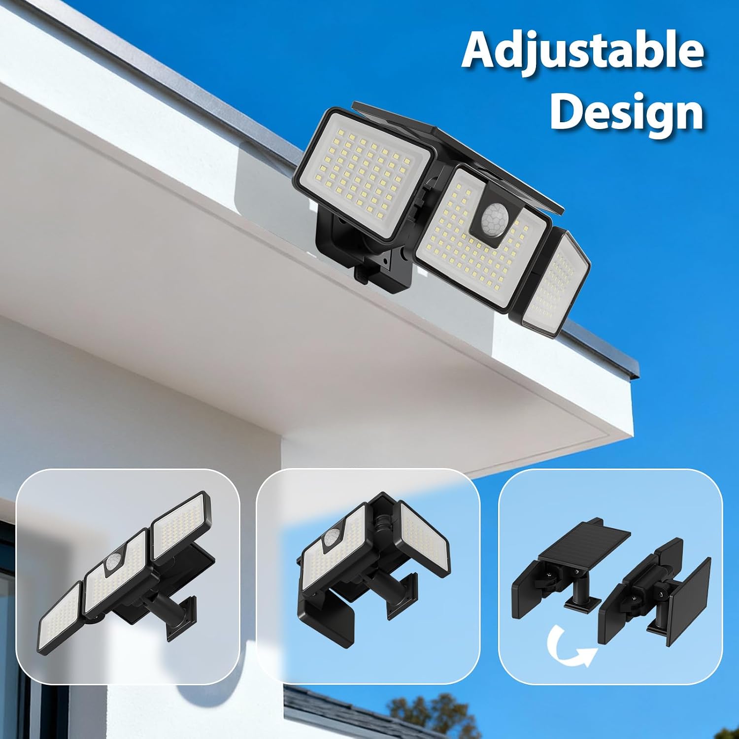INCX Solar Lights Outdoor, 3000LM Motion Sensor Outdoor Lights, 2PCS, White