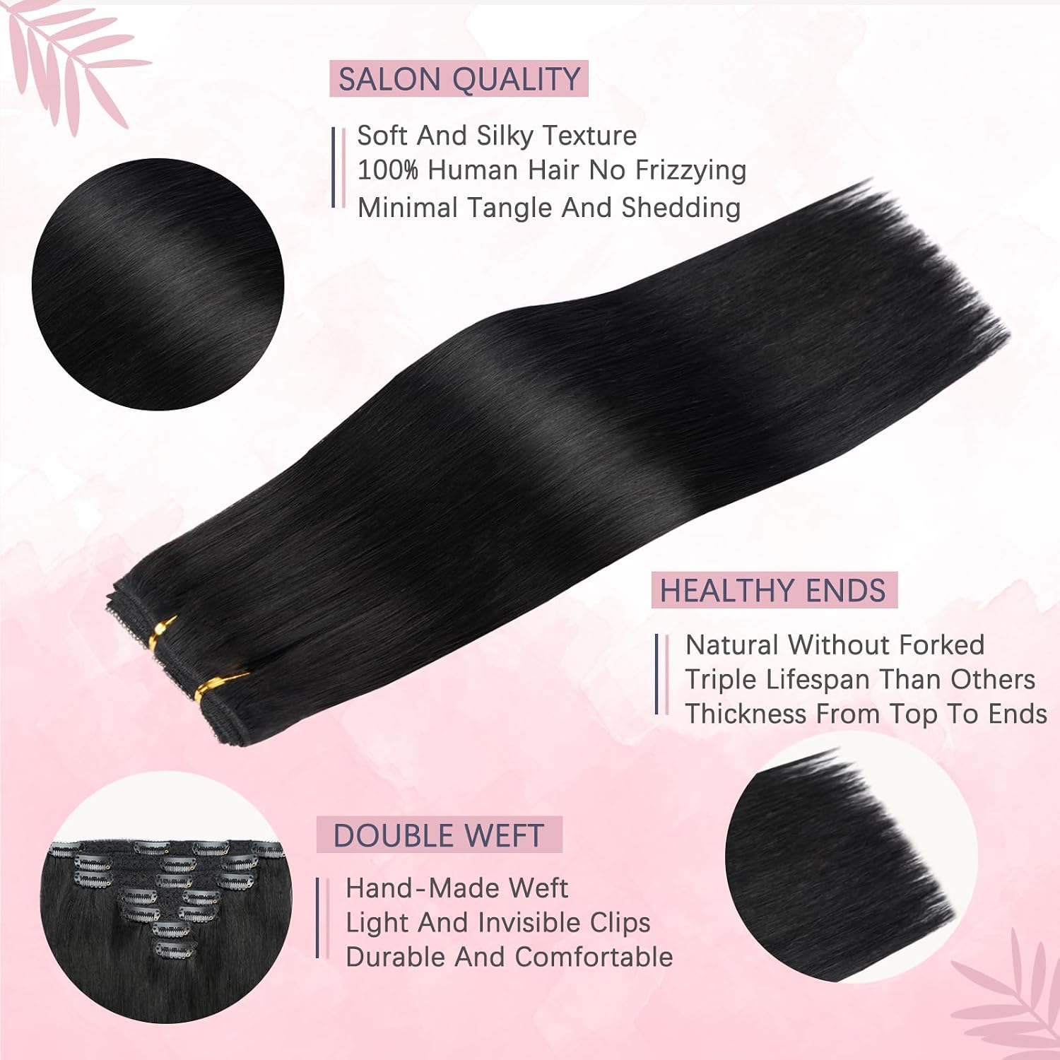 22" Clip in Human Hair Extensions Full Head 200g 10 Pieces 22 Clips Light Brown Double Weft Brazilian Real Remy Hair Extensions Thick Straight (22"