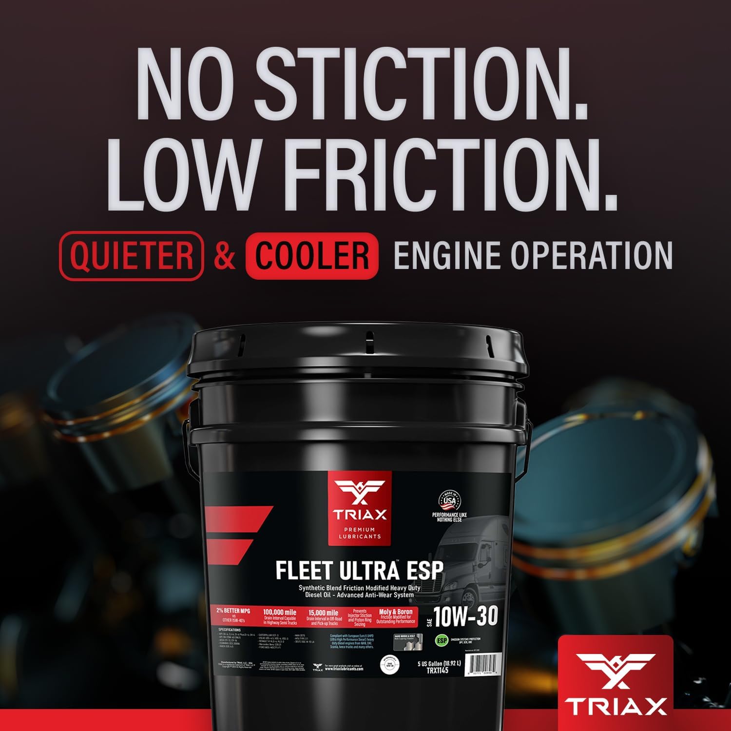 TRIAX Fleet Ultra ESP 10W-30 API CK-4 Licensed Synthetic Blend, Moly and Boron Performance Boosted, Heavy Duty Diesel Engine Oil
