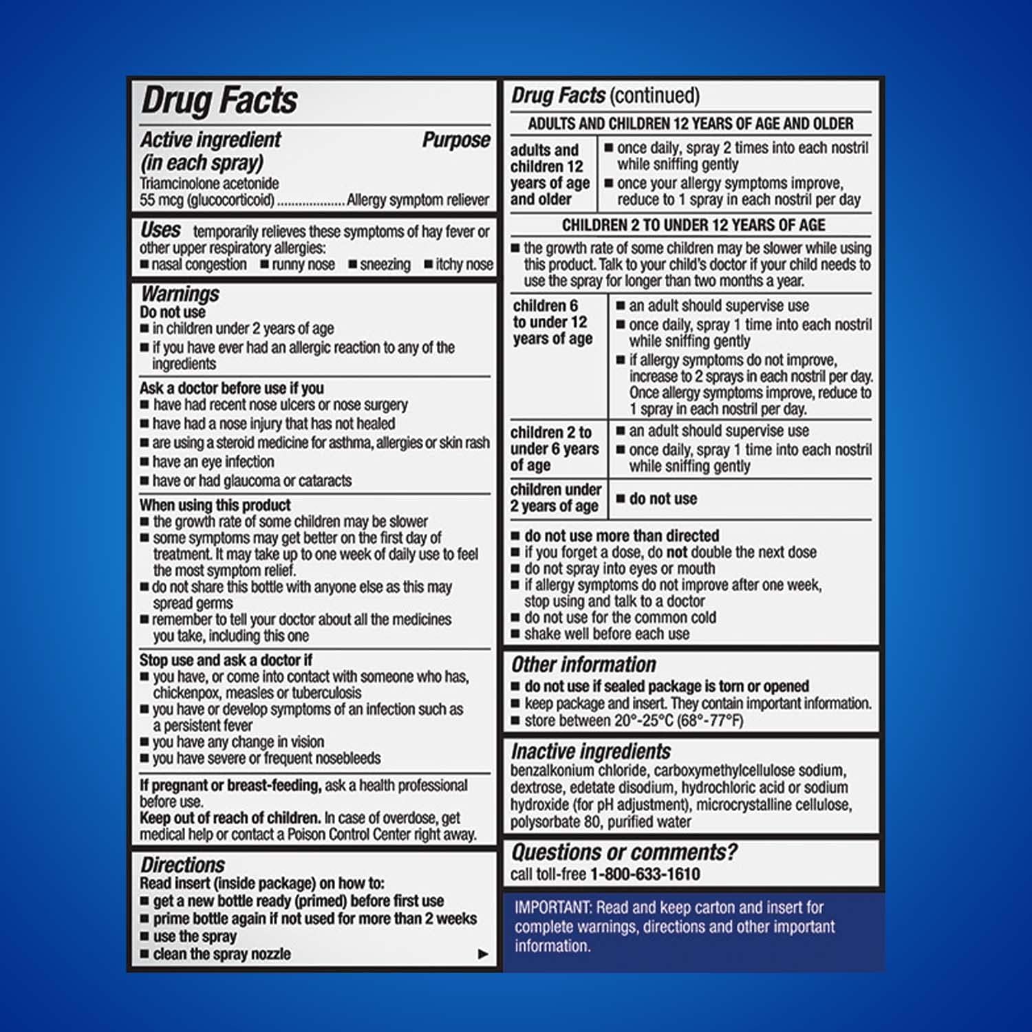 Nasacort 24HR Allergy Nasal Spray for Adults, Non-drowsy & Alcohol Free, 150 Spray Pack