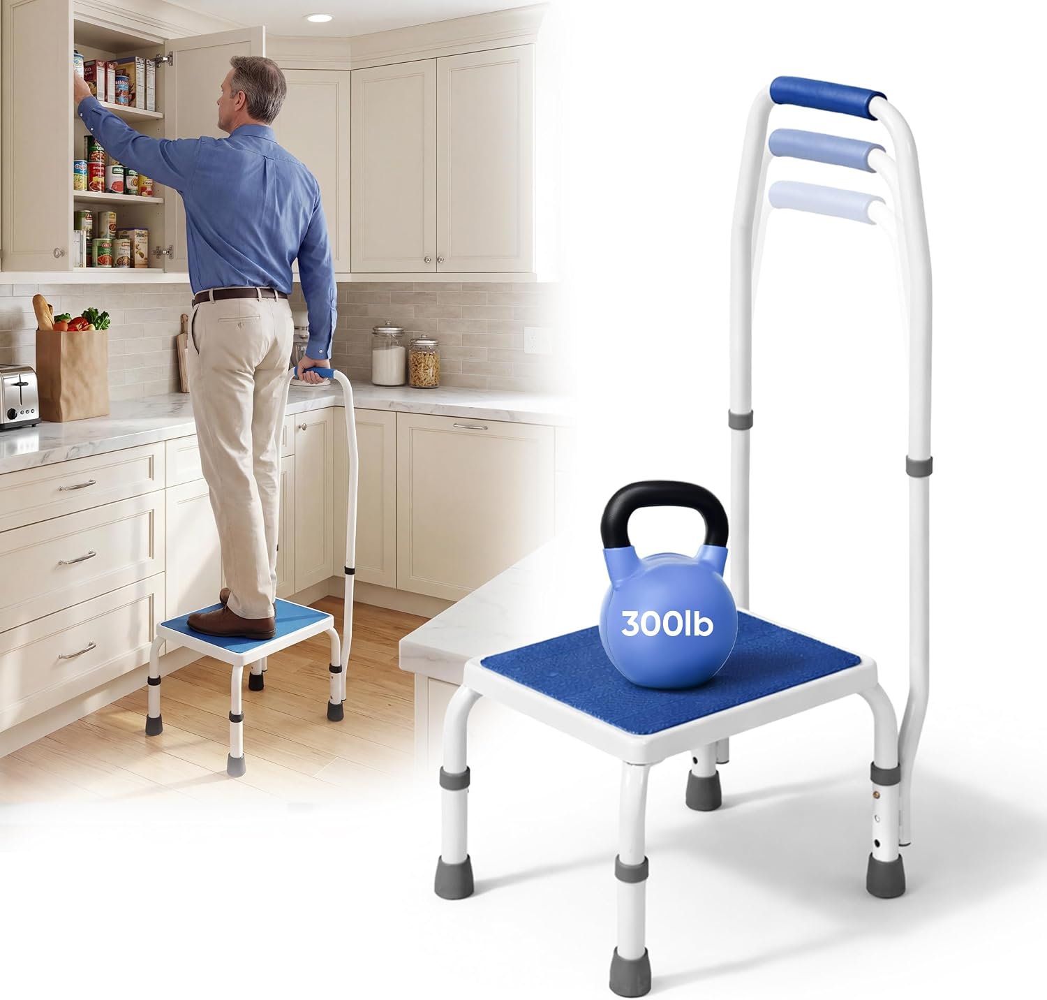 Step Stool with Handle for Elderly, Bed Step Stools for Seniors WithHandles