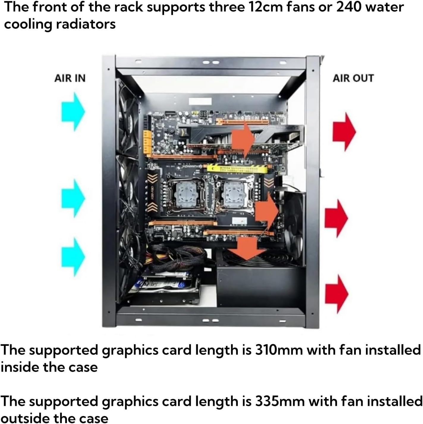 DIY Computer Case PC Frame Desktop Chassis Stackable Rack Stand Open Air case Supports ATX ITX MacroATX E-ATX X79 X99 Motherboard, can be Stacked up to 10 Layers