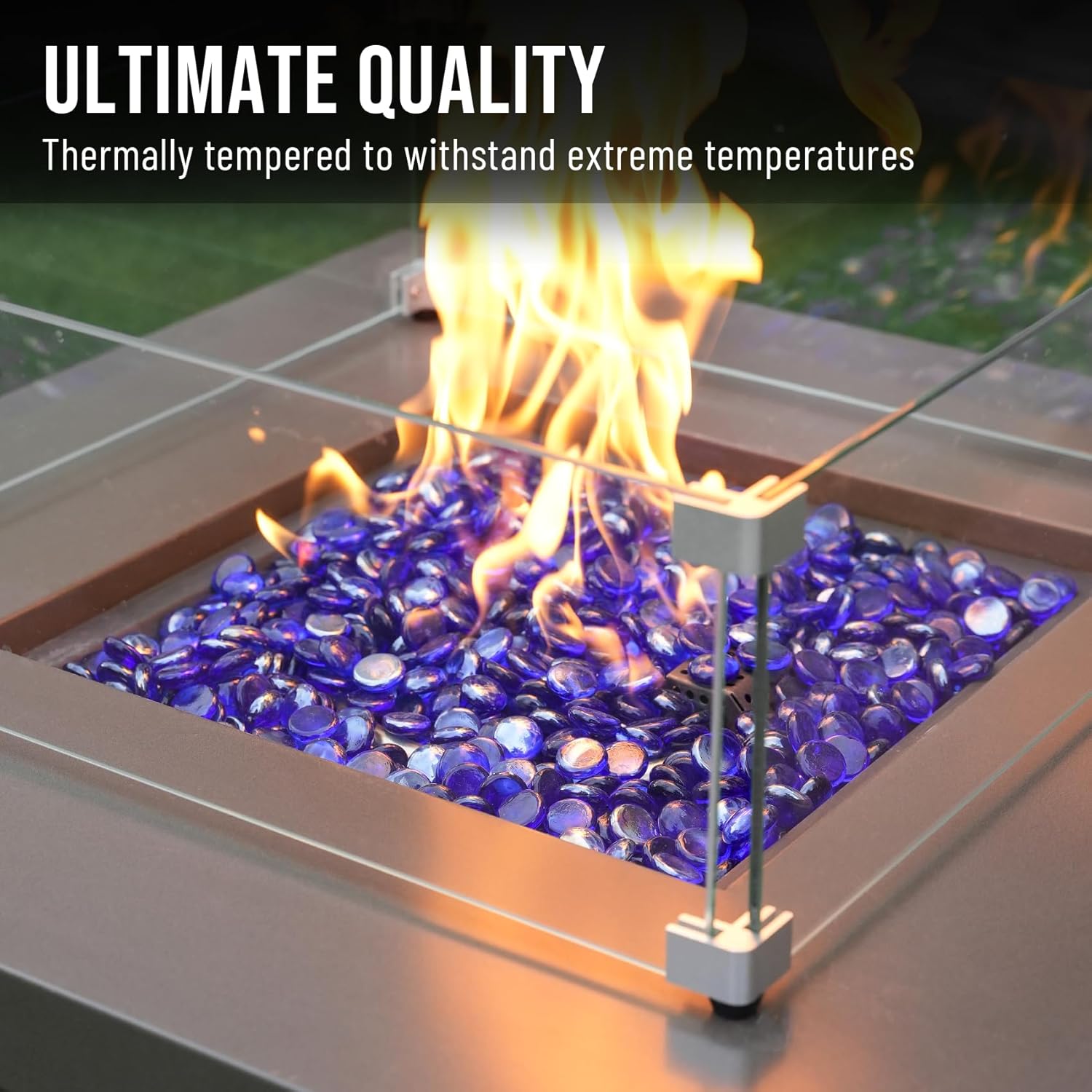 Skyflame 10-Pound Fire Glass Beads for Fire Pit Fireplace, Onyx Black