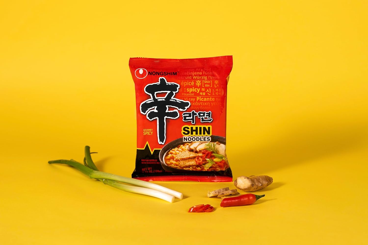 Nongshim Shin Ramyun Noodles, Spicy Korean Signature Instant Ramyun, Rich Beef Flavored Broth, Microwaveable, Korean Instant Noodles, 4.23 oz (Pack of 20), Packaging May Vary.