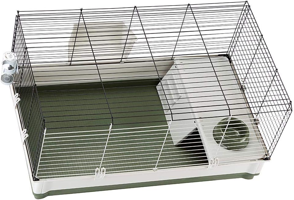 Ferplast Krolik Green Rabbit Cage Deluxe | Rabbit Cage Includes All Accessories & Measures 39.4L x 23.6W x 19.7H & Includes All Accessories | 1-Year Manufacturer's Warranty