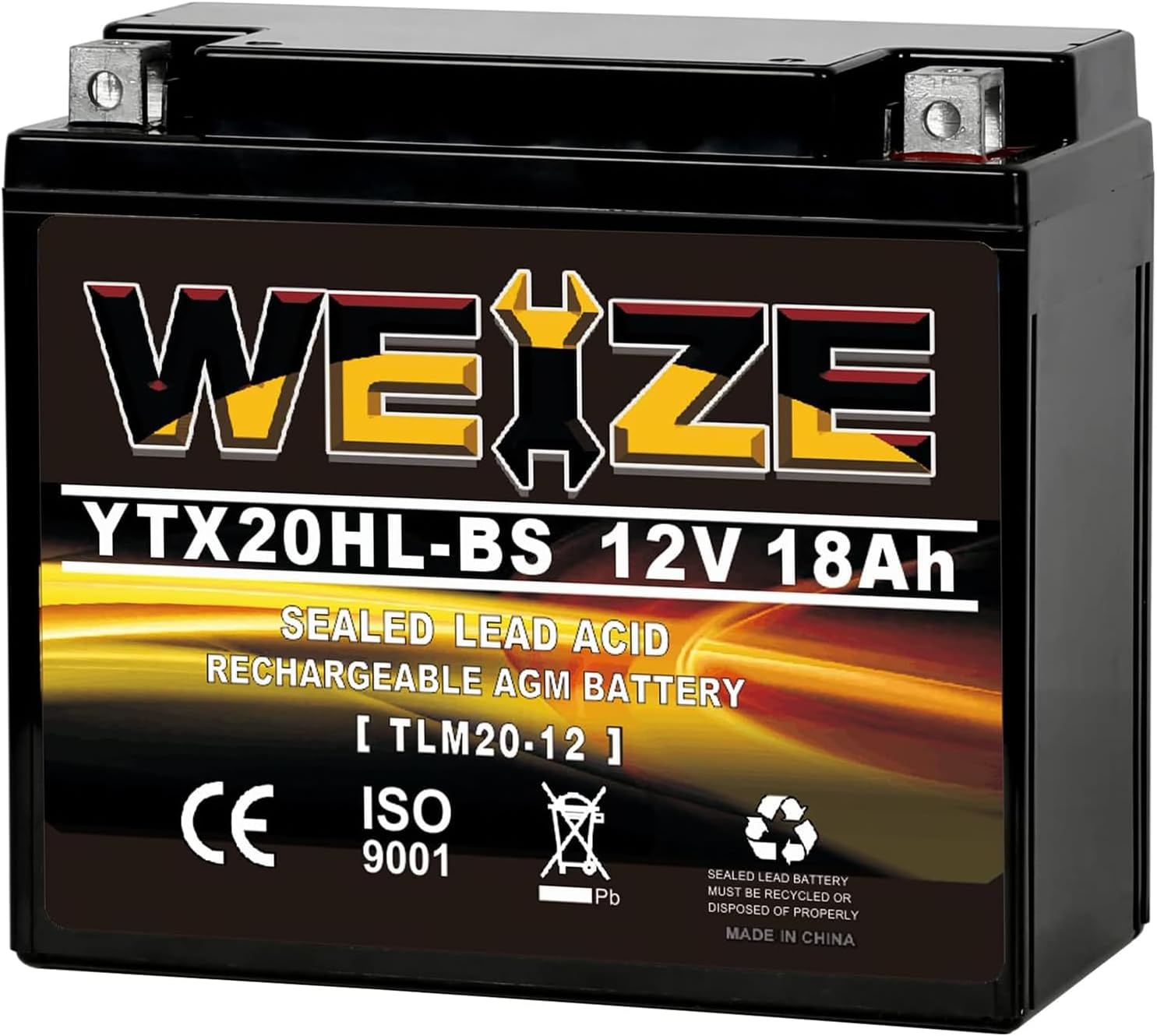 Weize YTX14 BS ATV Battery High Performance - Maintenance Free - Sealed AGM YTX14-BS Motorcycle Battery compatible with Honda Suzuki Kawasaki Yamaha scooter snowmobile