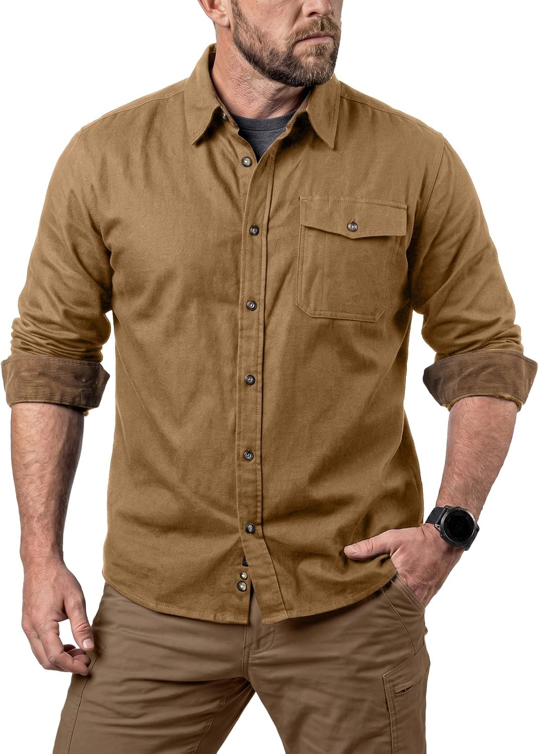 CQR Men's 100% All Cotton Button Down Flannel Shirts, Long Sleeve Brushed Warm Soft Casual Outdoor Plaid Shirt