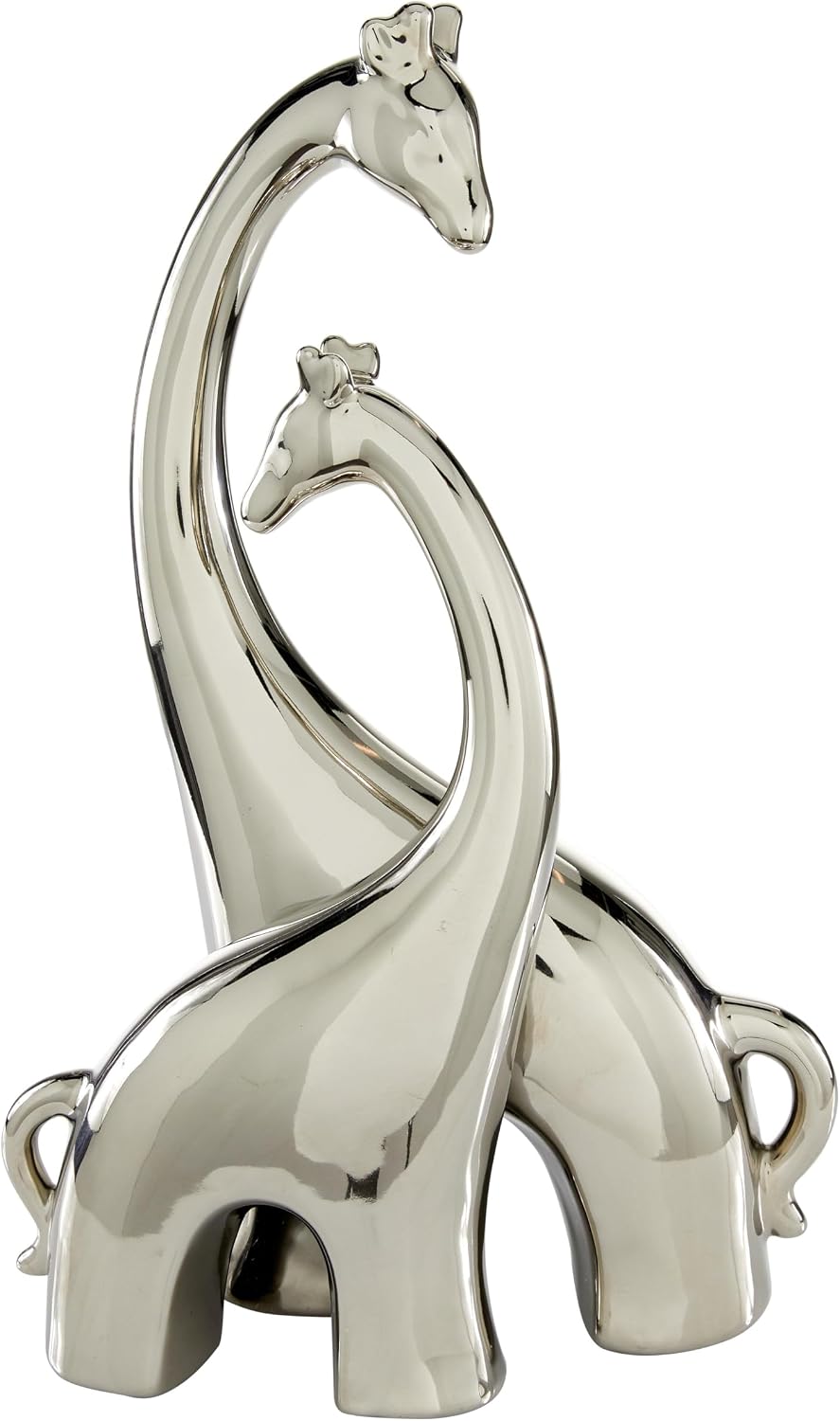 Deco 79 Ceramic Giraffe Decorative Sculpture Home Decor Statue, Accent Figurine 11" x 5" x 15", Silver