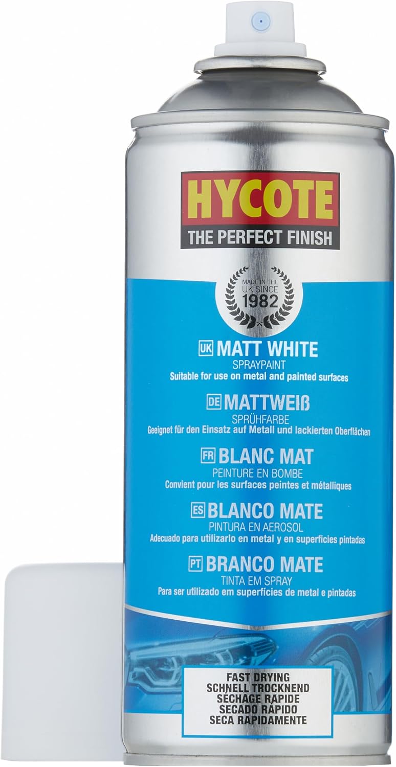 Hycote Black Spray Paint, Satin Black, 13.5 Oz - Fast Drying, UV & Weather Resistant, Acrylic Formula for Superior Protection – For Automotive & DIY Use, 400ml