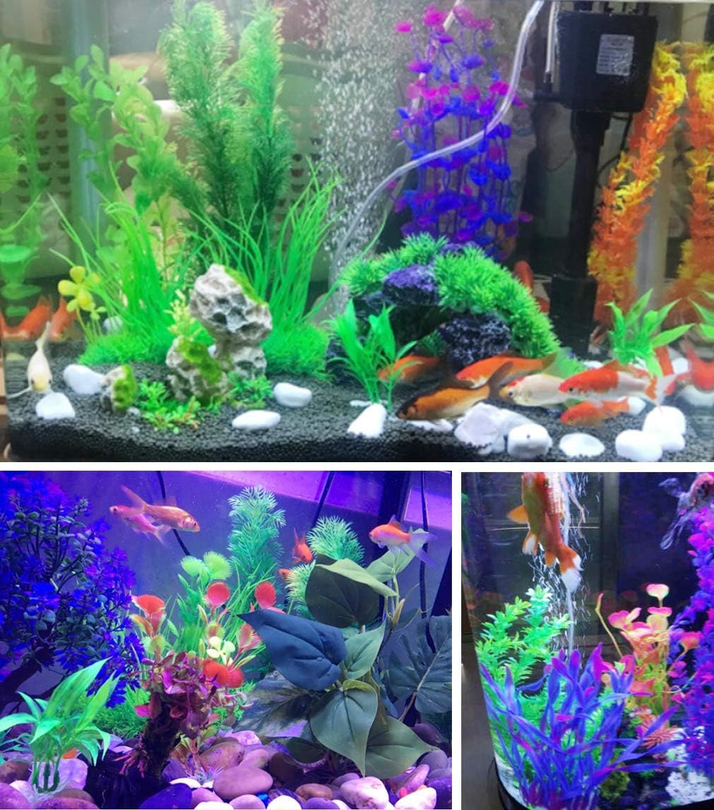 CousDUoBe Artificial Aquatic Plants 11 Pcs Small Aquarium Plants Artificial Fish Tank Decorations，Used for Household and Office Aquarium