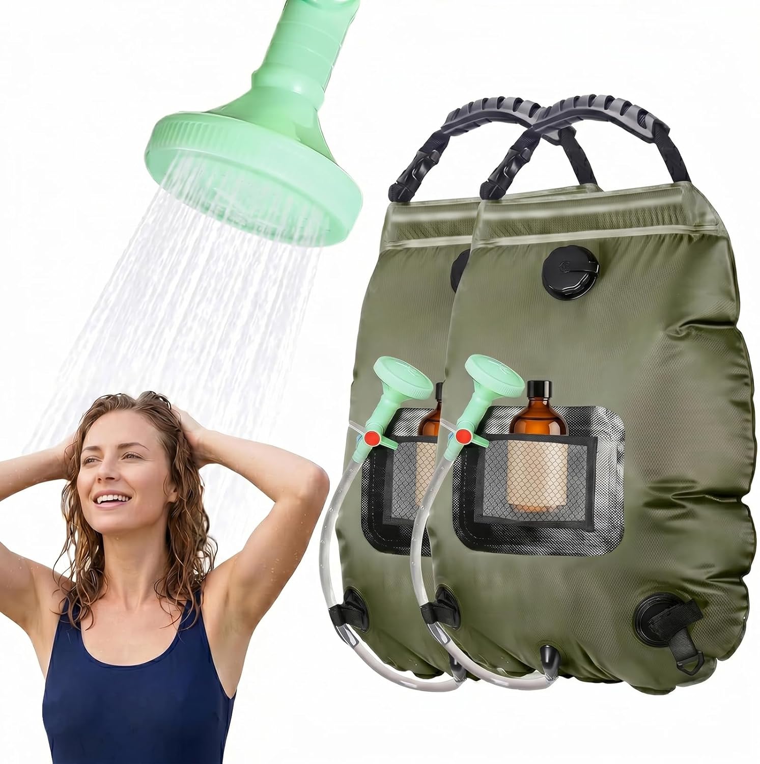 Solar Shower Bag | 5 Gal/20L Solar Heating Camping Shower Bag | Removable Hose | On-Off Switchable Shower Head | Ducha Portatil | Traveling Shower | Portable Shower for Beach Swimming, Hiking