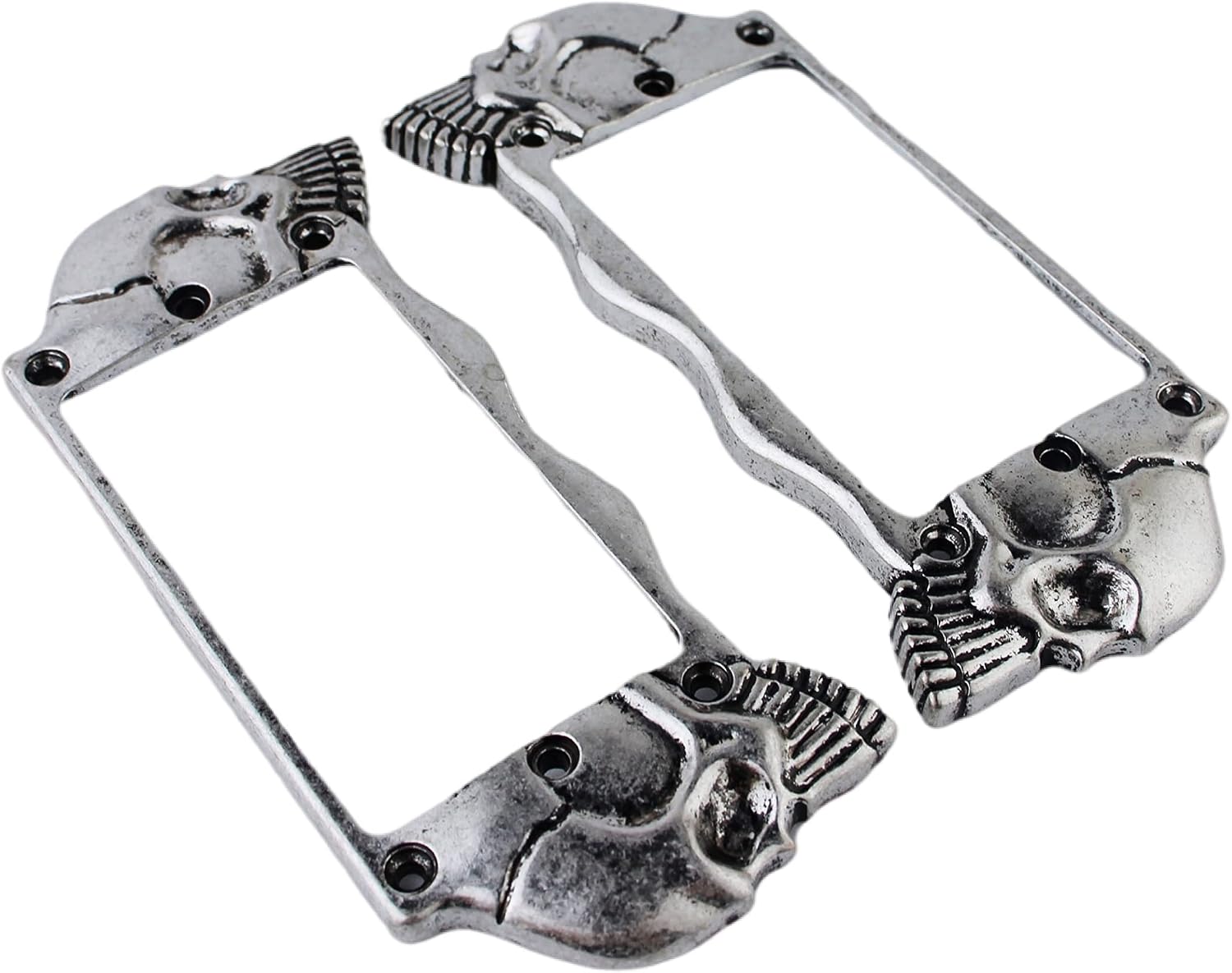 Guyker Flat Metal Humbucker Pickup Mounting Ring Set - Bridge Neck Pickups Cover Frame Replacement Part for Electric Guitar or Precision Bass(2PCS