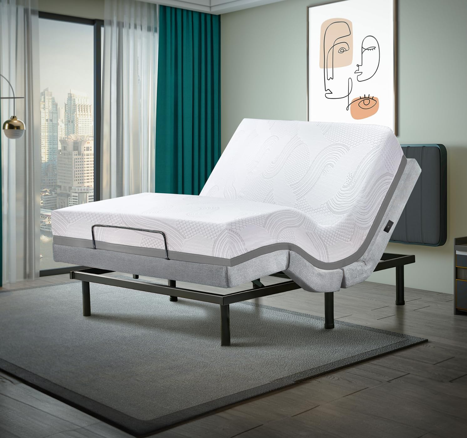 Irvine Home Collection Twin XL Adjustable Bed Base | Dual Massage | USB Ports | Zero Gravity | Anti-Snore | Memory Positions | Under Bed Lighting