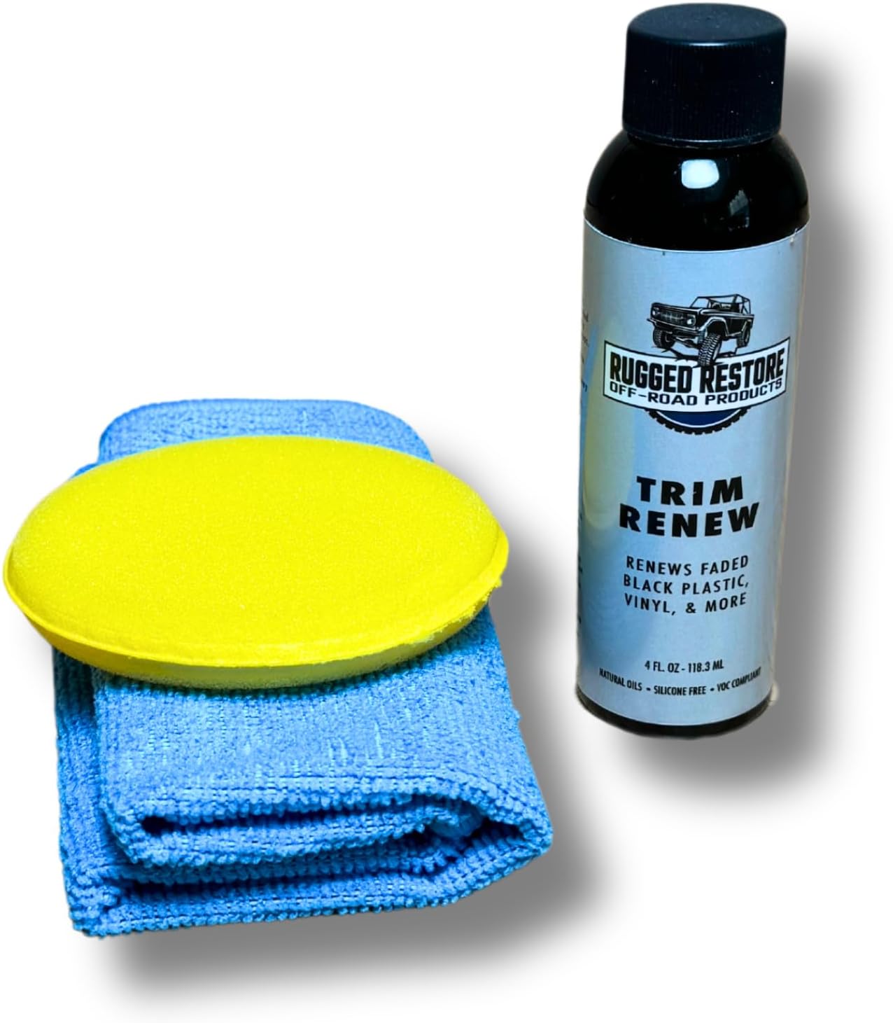 RUGGED RESTORE Trim Coat Plastic Restorer Kit | Restores Dull Faded Dried Out Interior Exterior Plastic Vinyl Rubber Trim Flares Fenders Bumpers