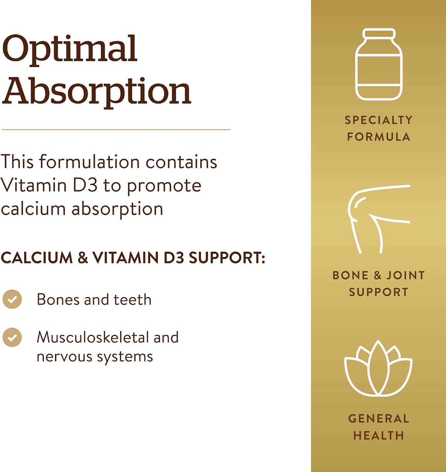 Solgar Calcium Citrate with Vitamin D3, 240 Tablets - 60 Servings | Promotes Healthy Bones & Teeth, Supports Musculoskeletal & Nervous Systems