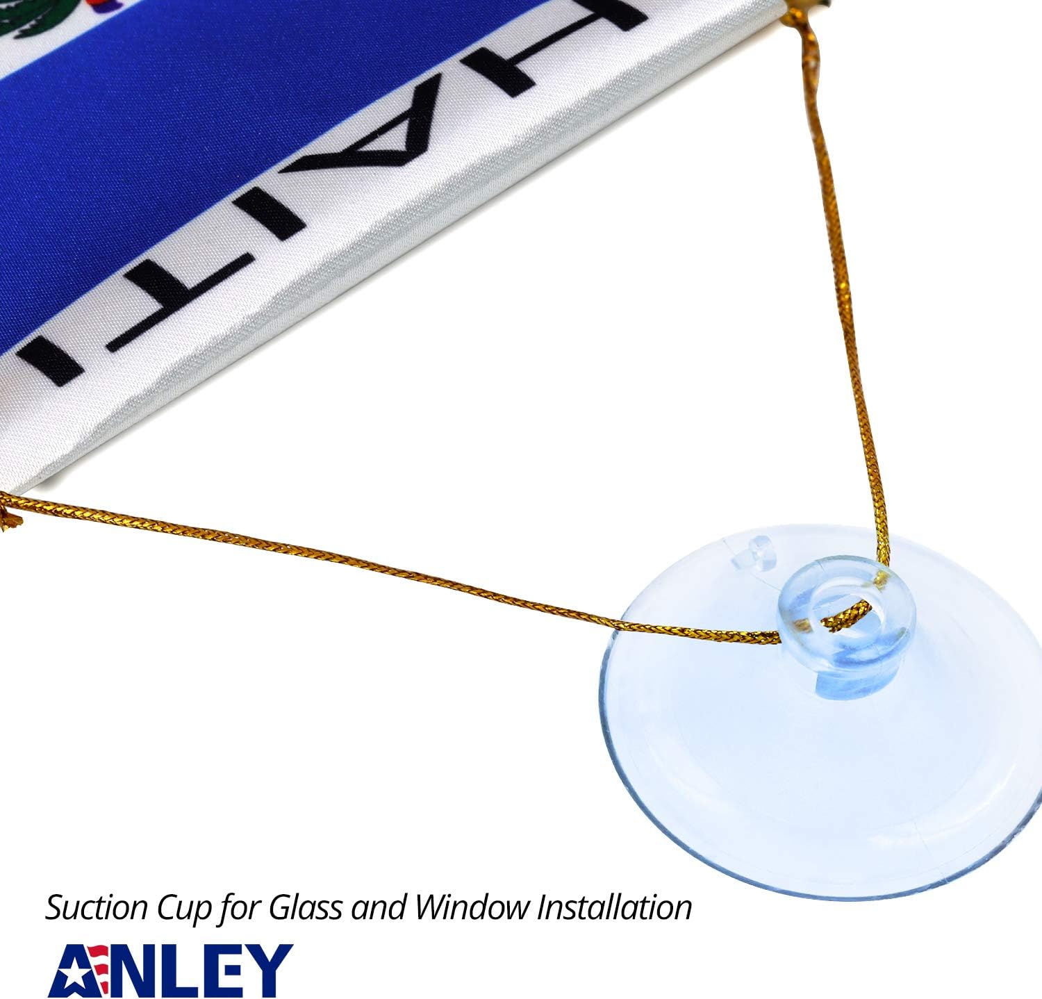 Anley 4 X 6 Inch Nicaragua Fringy Window Hanging Flag - Mini Banner & Car Rearview Mirror Décor - Fringed Nicaraguan Hanging Flag with Suction Cup