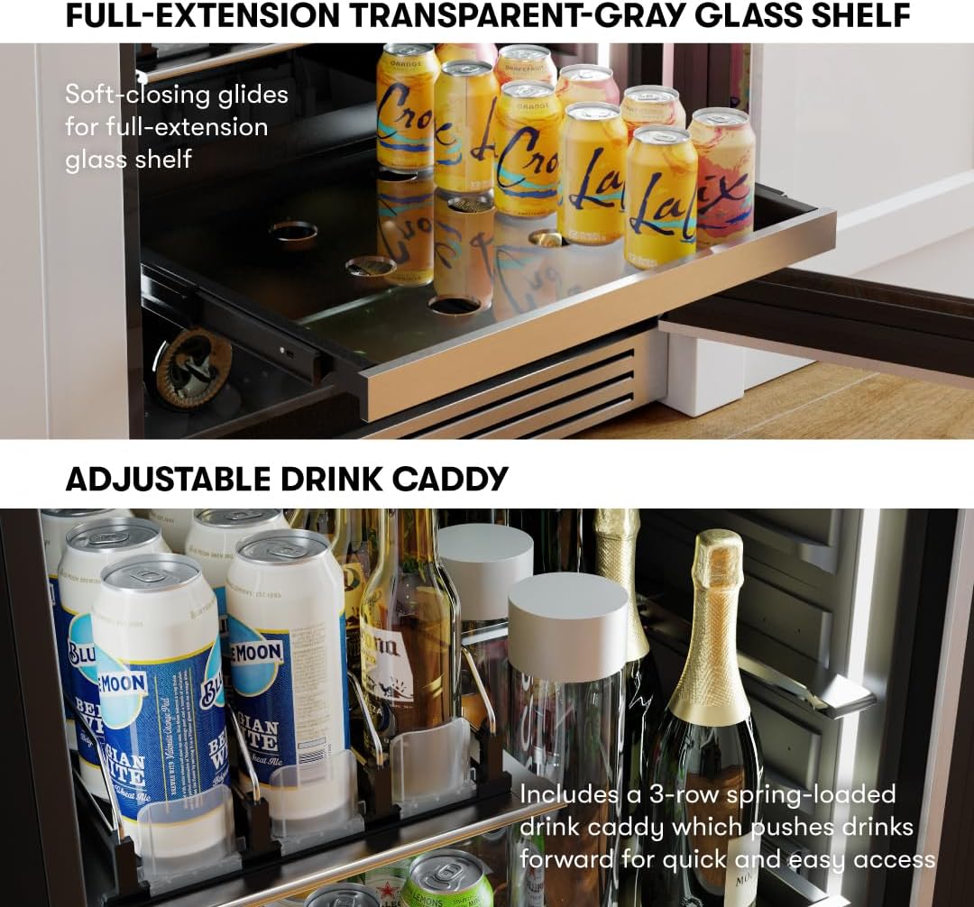 Zephyr Presrv 15 Inch Slim Wine Fridge Beverage Refrigerator Under Counter