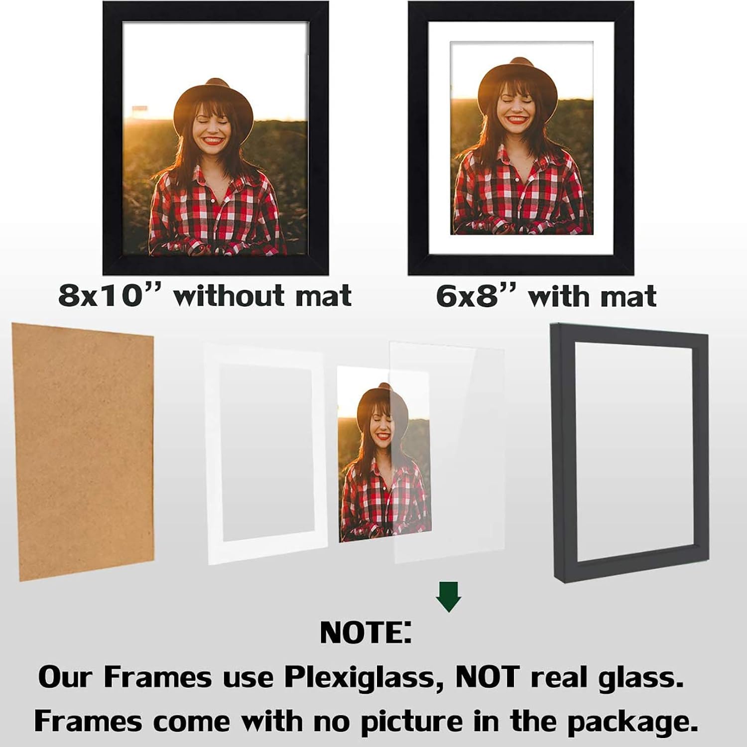 WUTL 8x8 Black Picture Frames Square