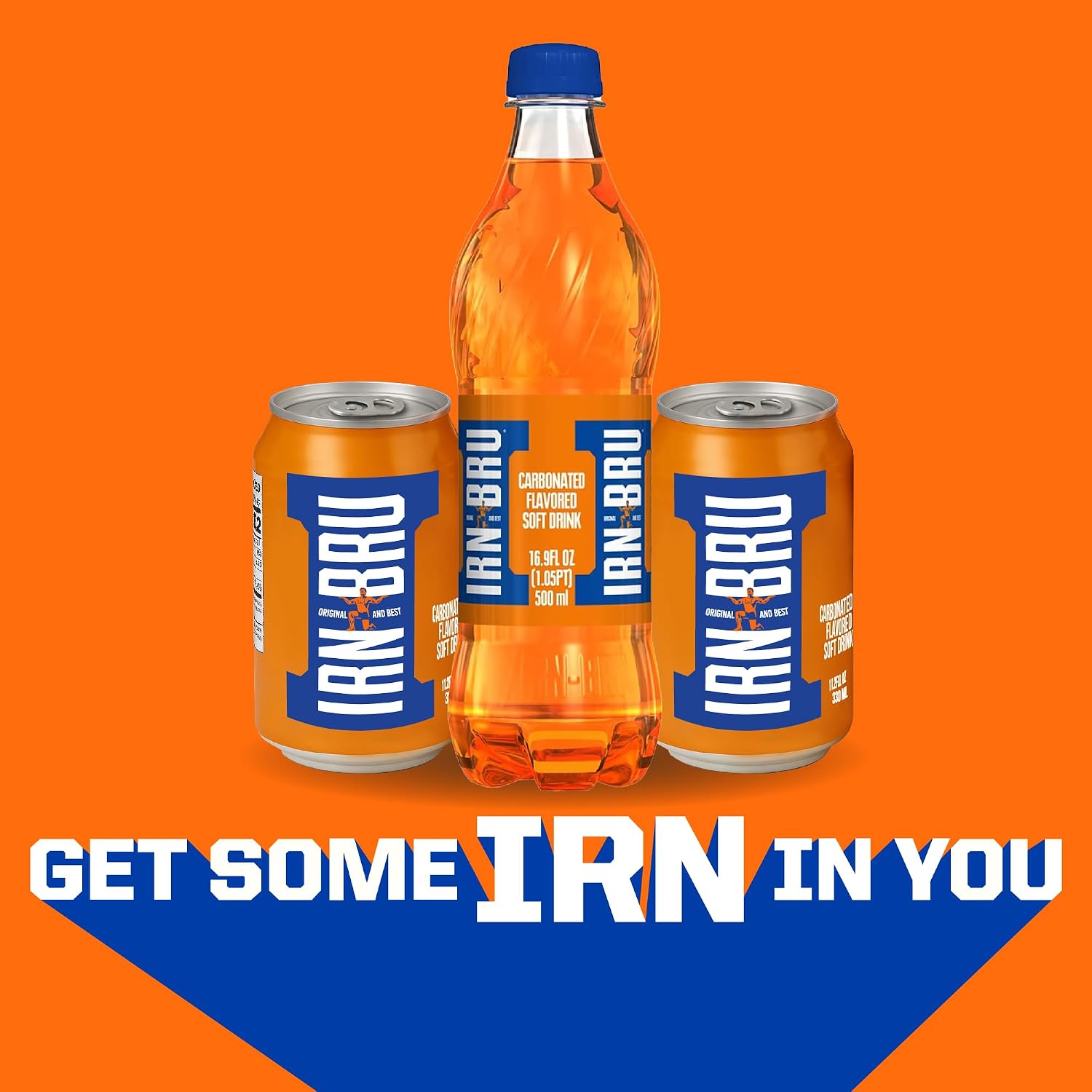 IRN-BRU Original Scottish Sparkling Soda, Citrus Flavored Carbonated Drink - Sparkling Flavored Soft Drink, 32 Flavor Recipe, 16.9 fl oz Bottles, Pack of 12